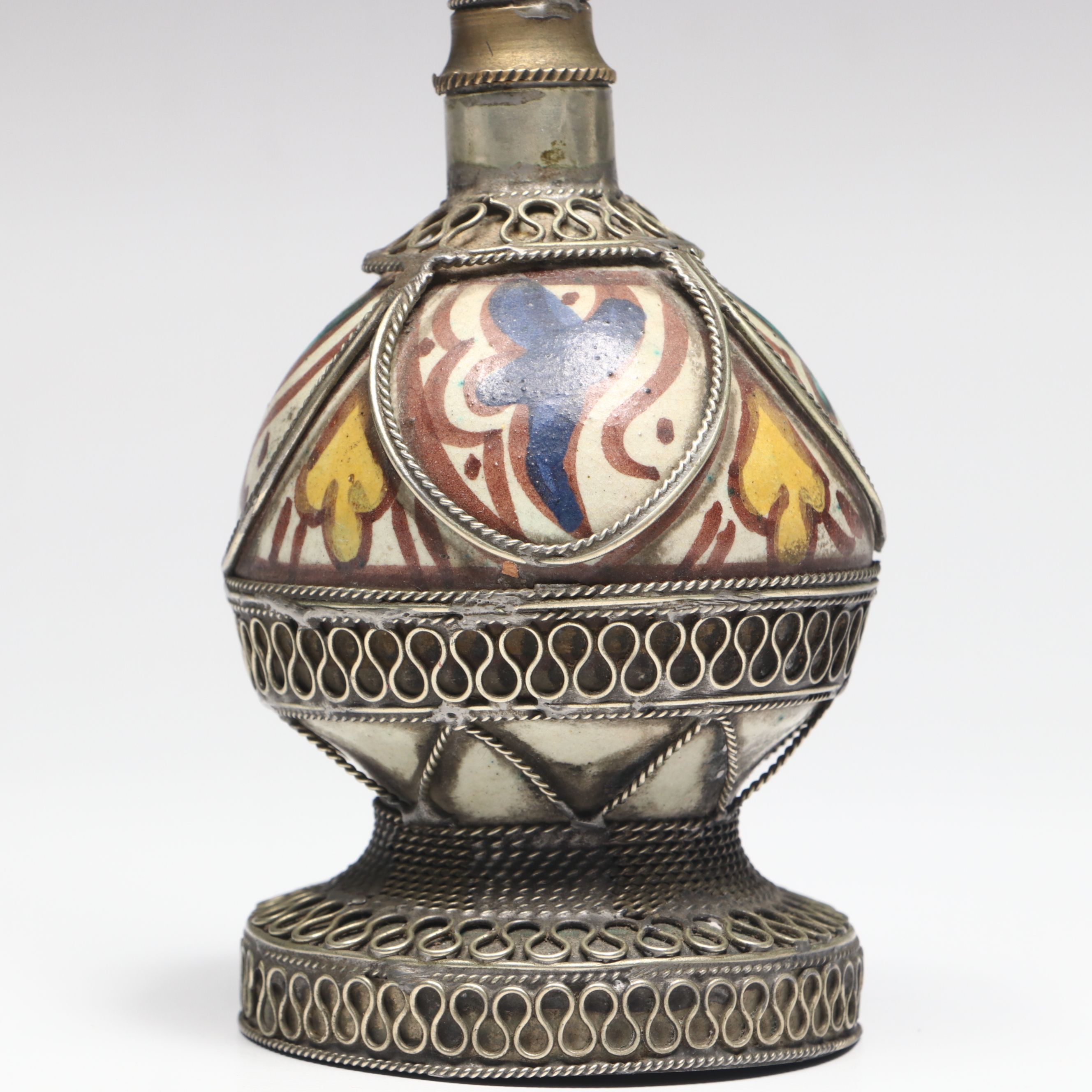 Ceramic and Metal Holy Water Sprinkling Bottle