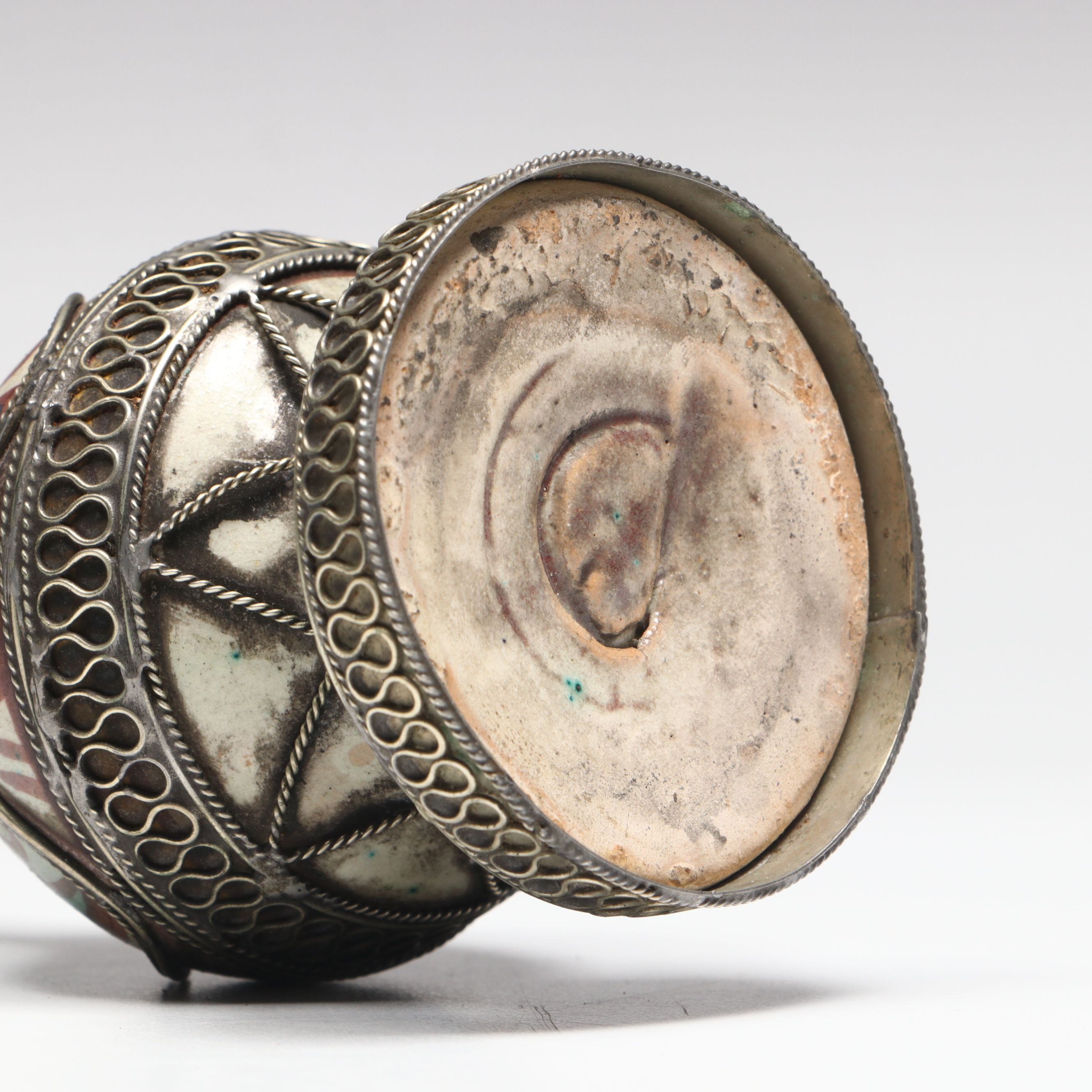 Ceramic and Metal Holy Water Sprinkling Bottle