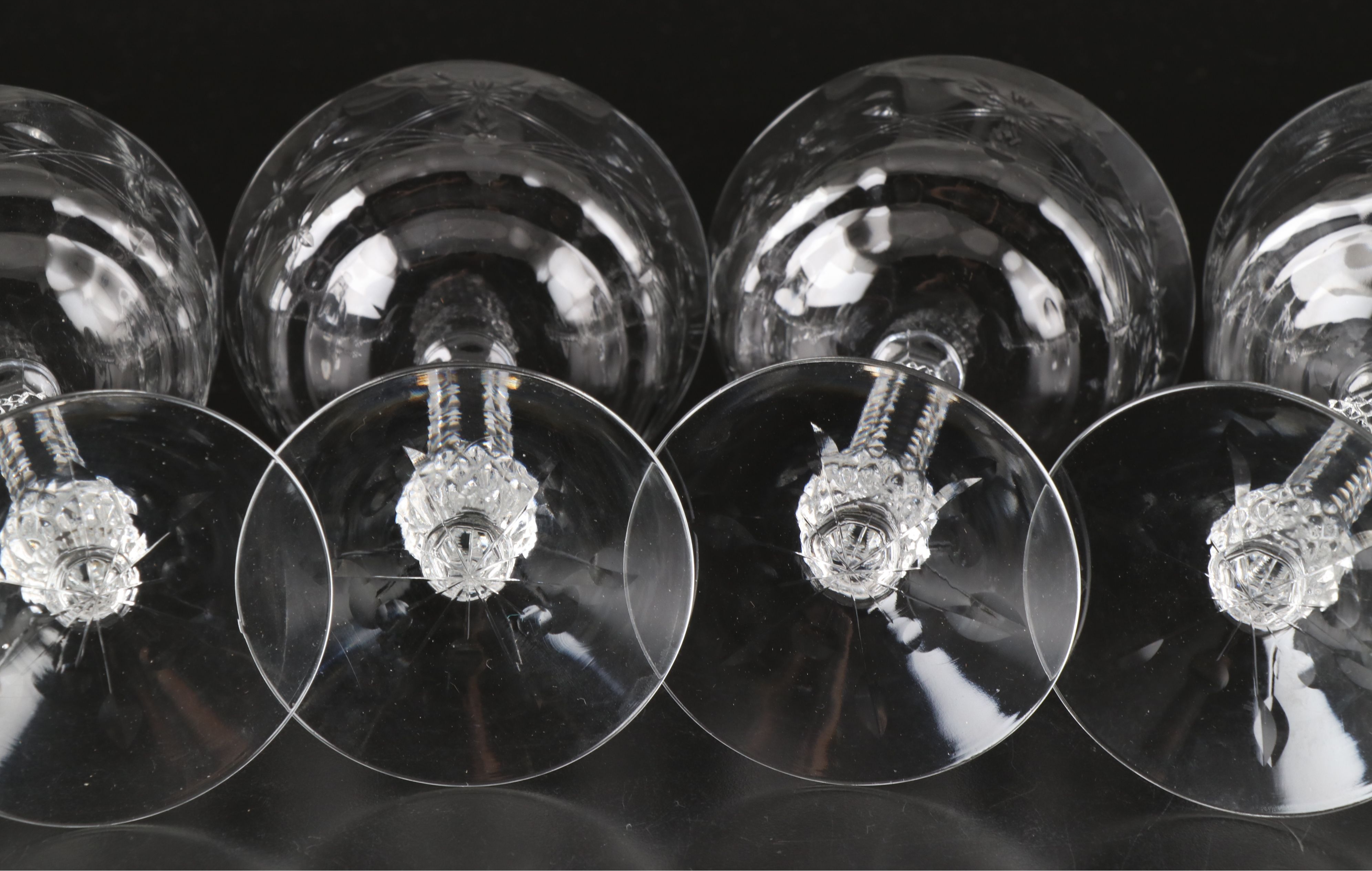 Fostoria "York" Glass Salad Plates and Champagne Coupes