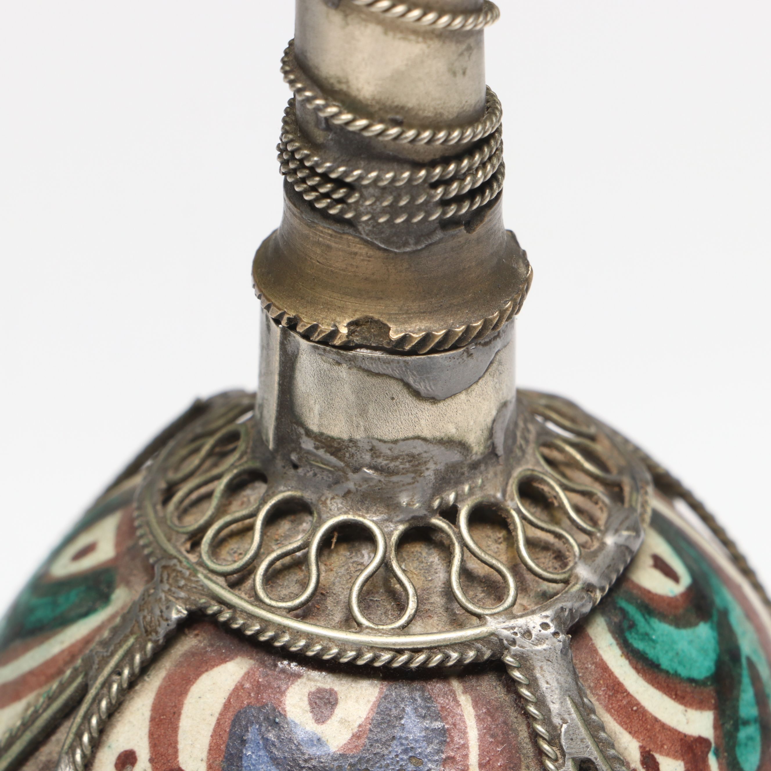 Ceramic and Metal Holy Water Sprinkling Bottle