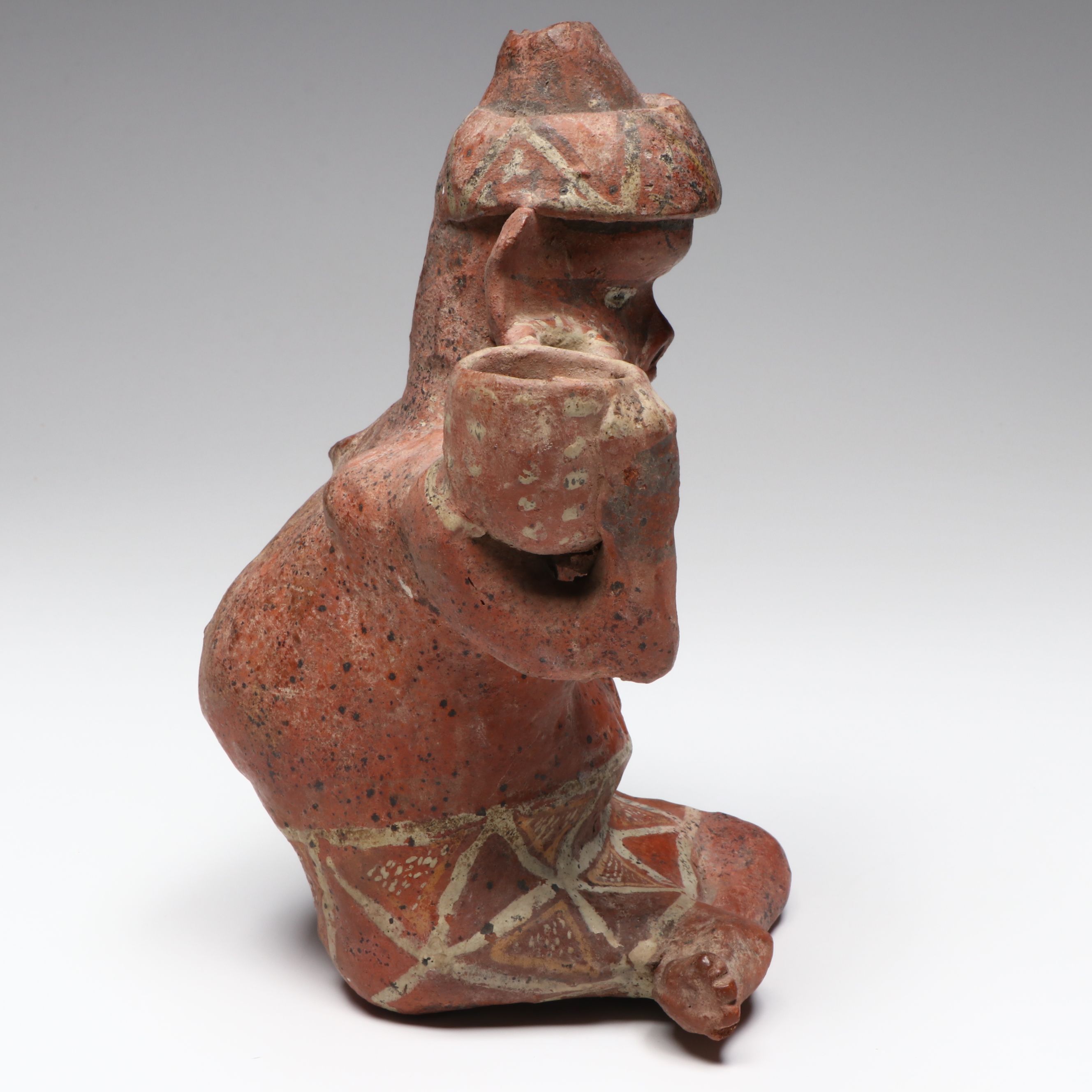 Pre-Columbian Nayarit Seated Female Figure with Bowl, Circa 100 BCE