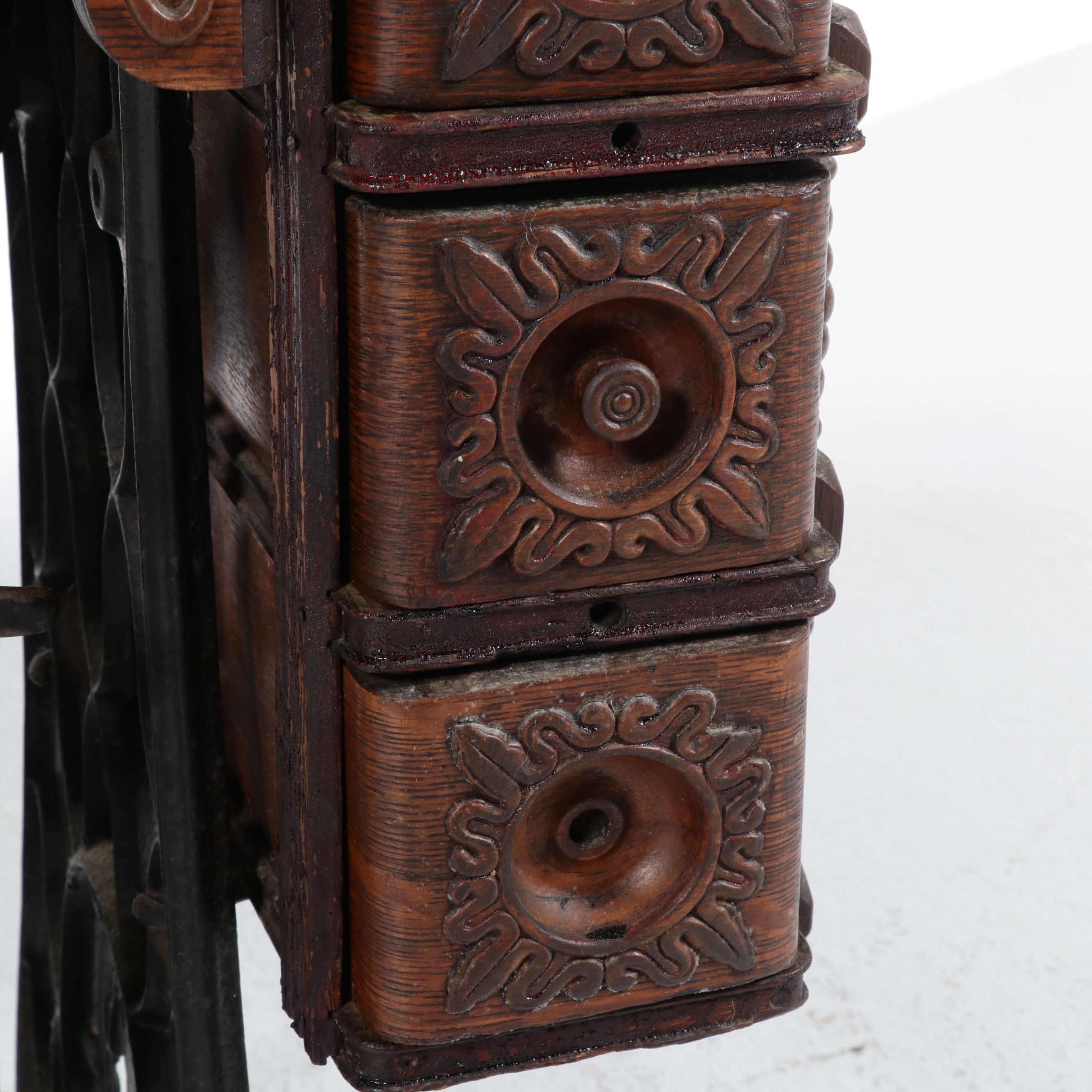 Singer Sewing Machine Model 27 with Treadle and Oak Cabinet, 1903