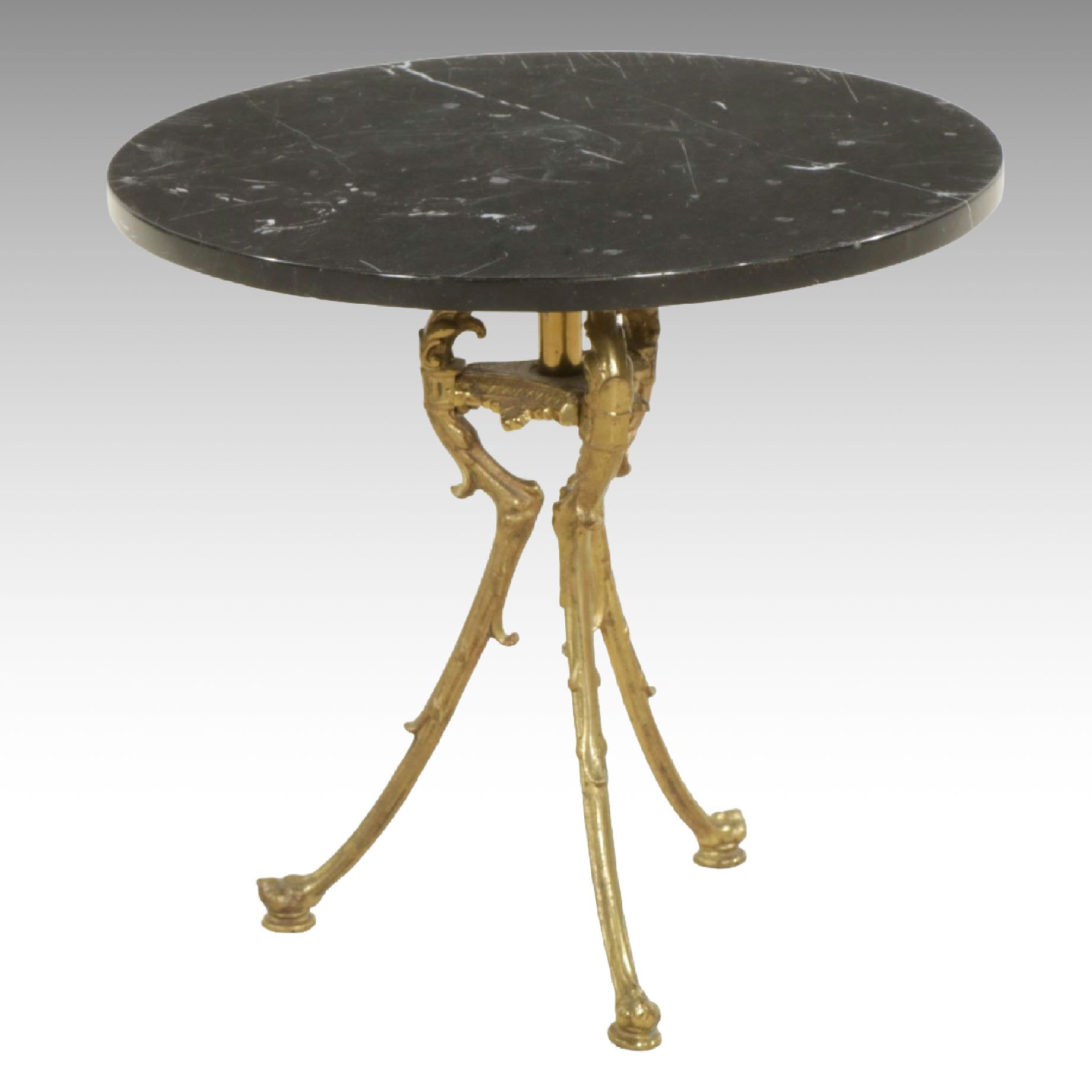 Neoclassical Style Marble Top Metal Accent Table