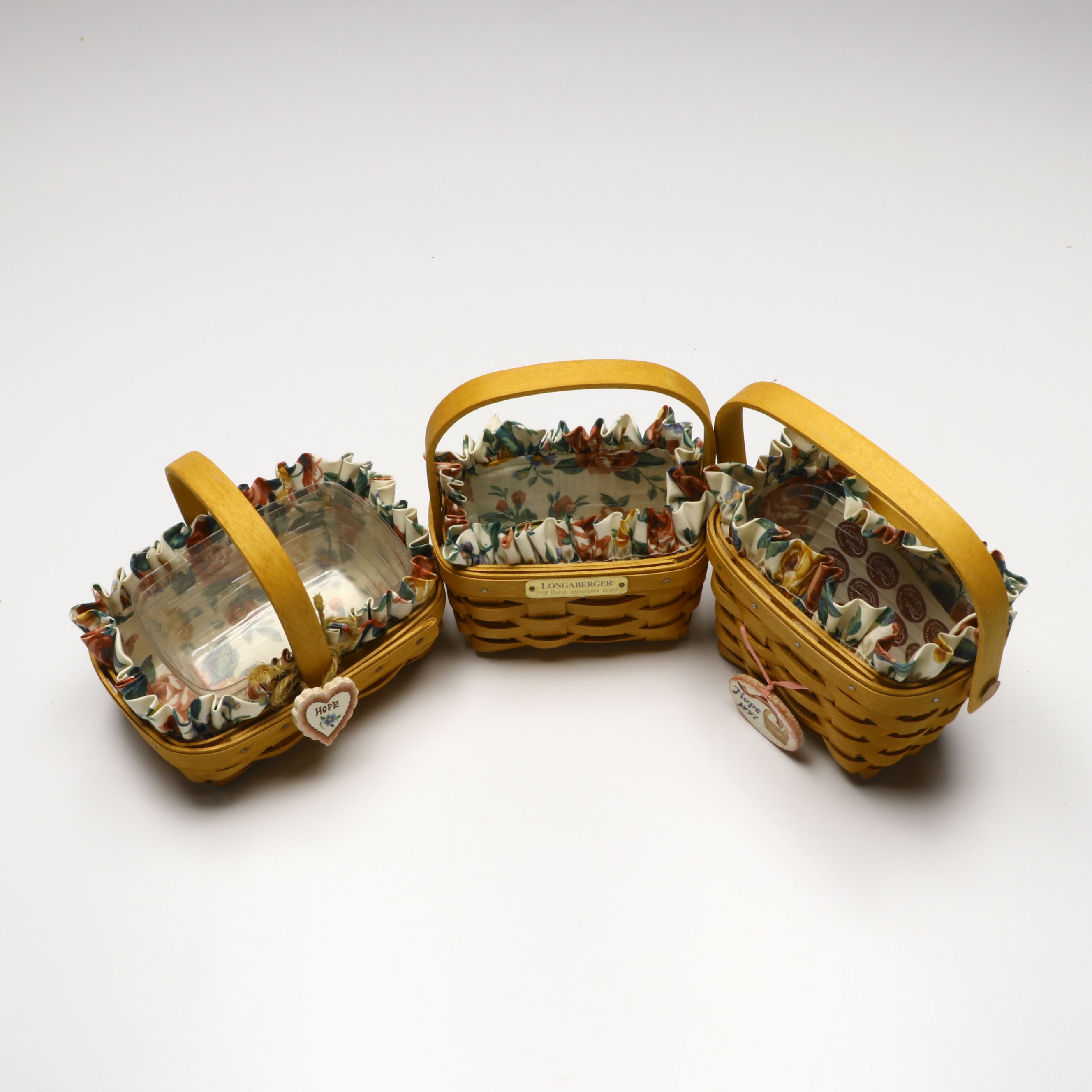 Longaberger Handwoven Maple Baskets with Print