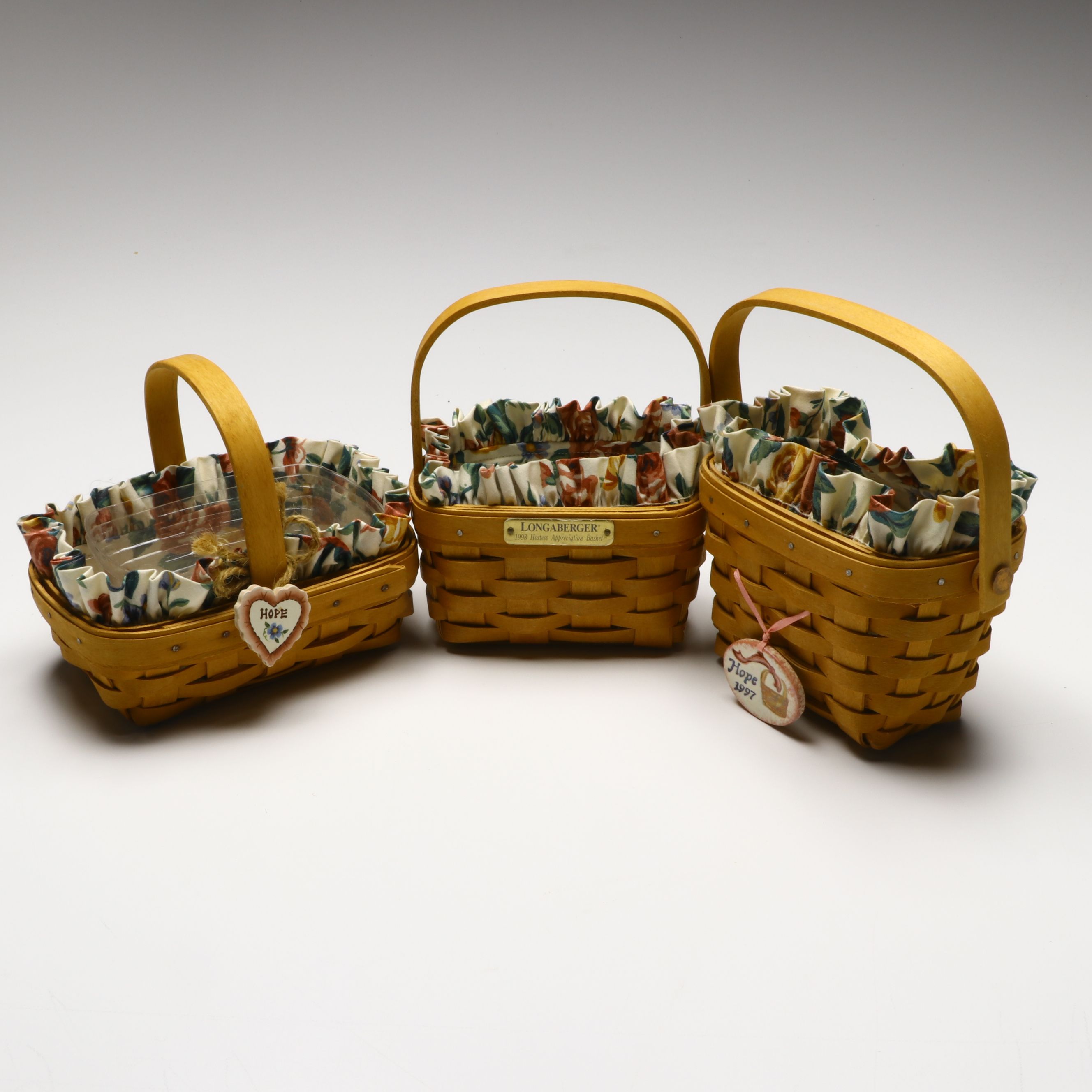 Longaberger Handwoven Maple Baskets with Print