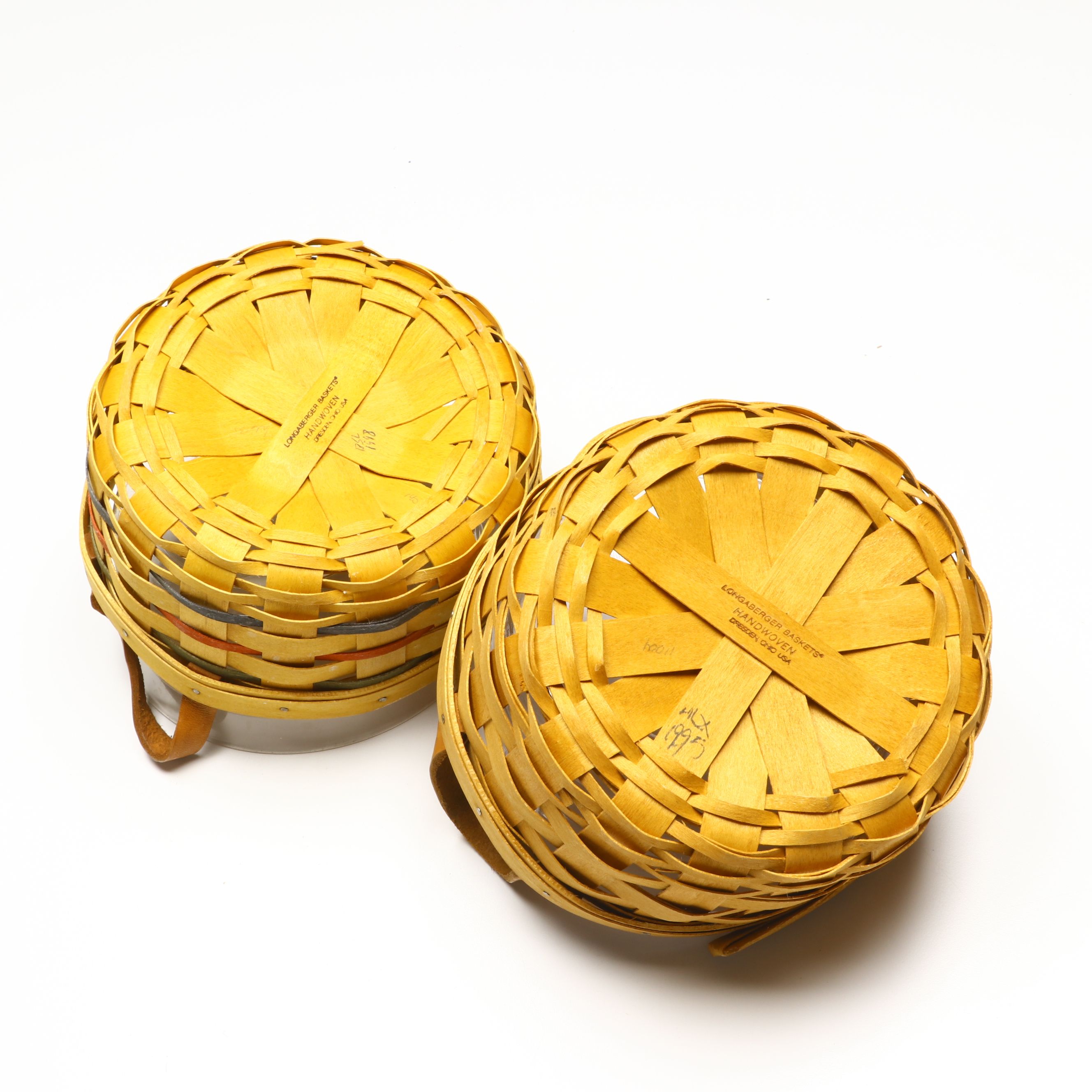 Longaberger Handwoven Maple Baskets with Print