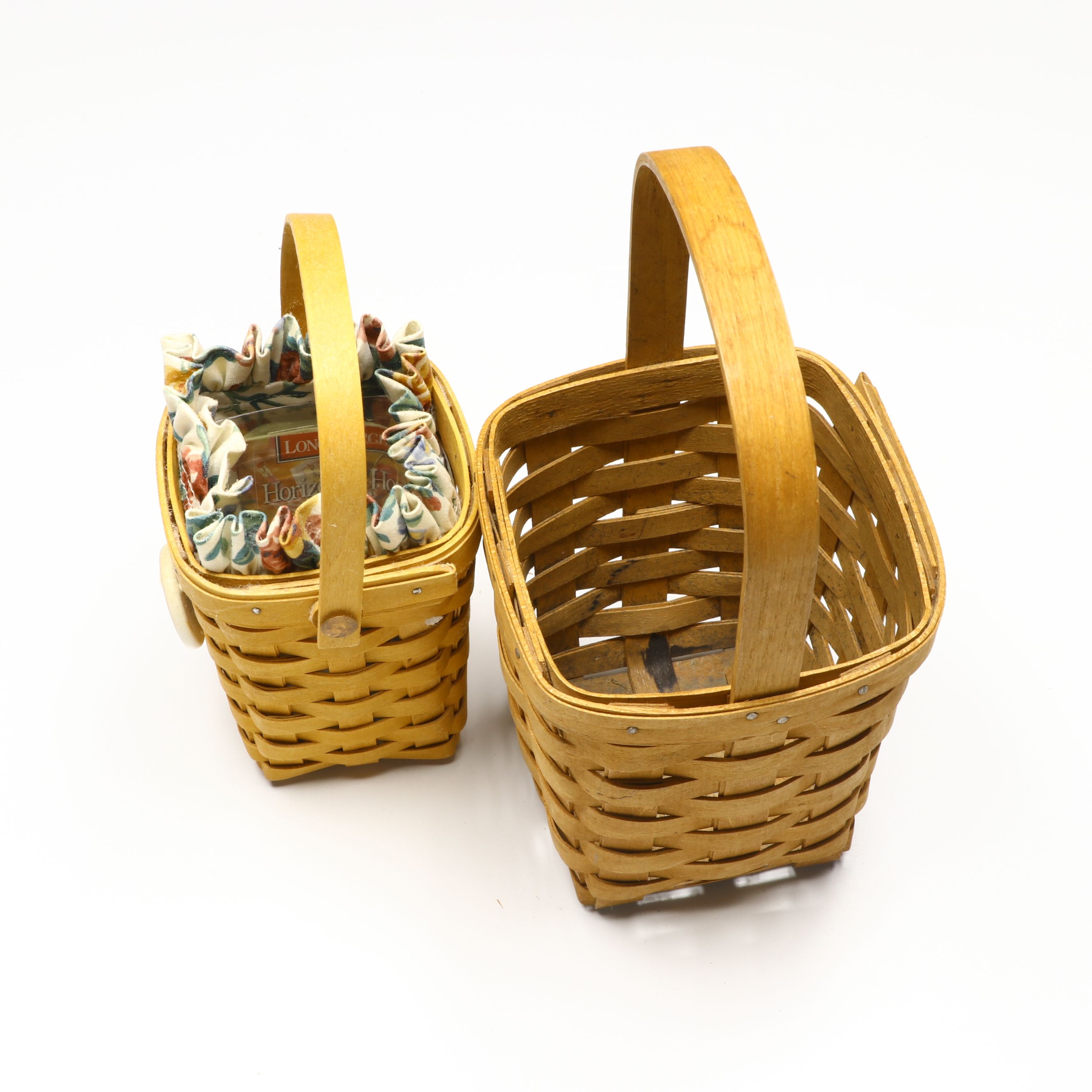 Longaberger Handwoven Maple Baskets with Print
