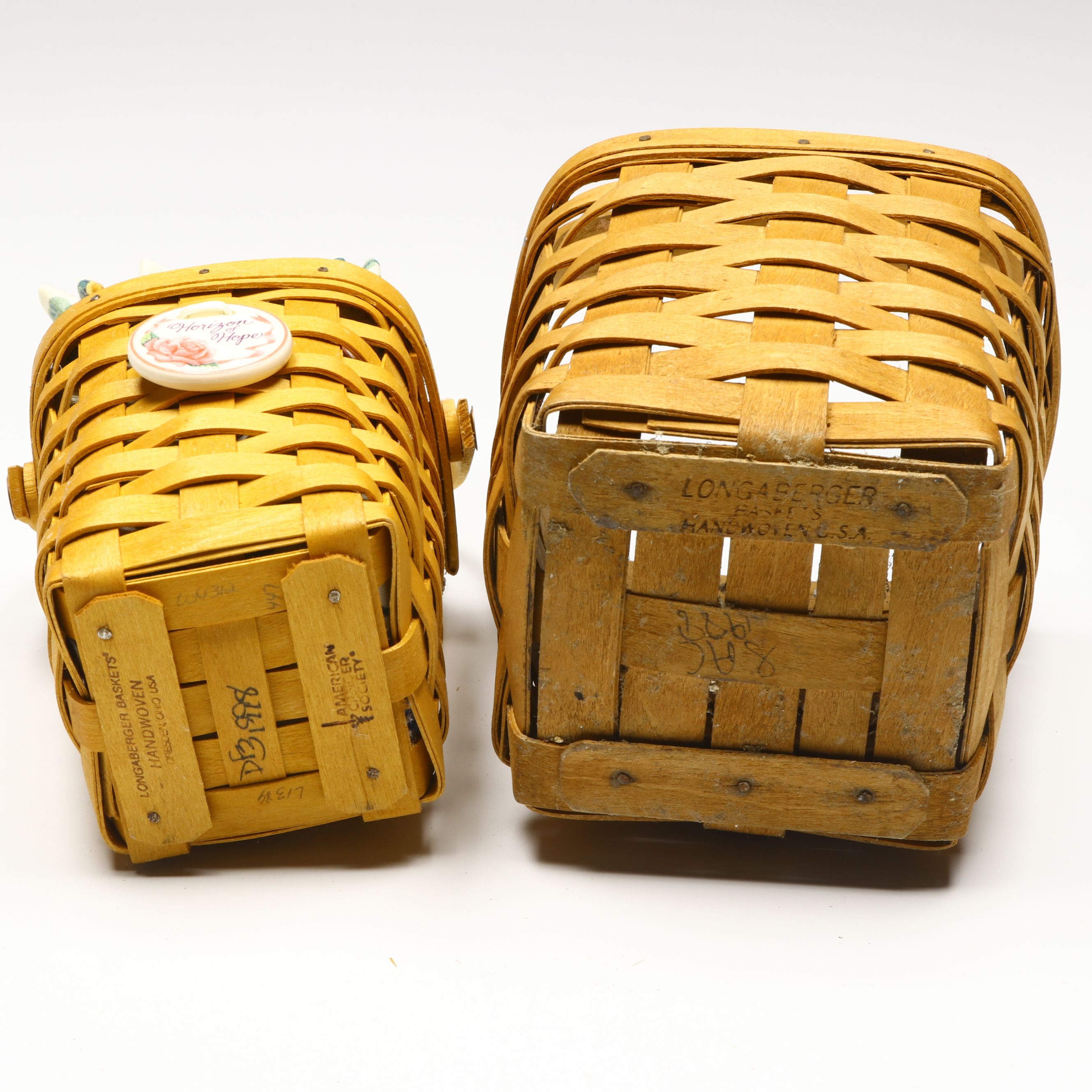 Longaberger Handwoven Maple Baskets with Print