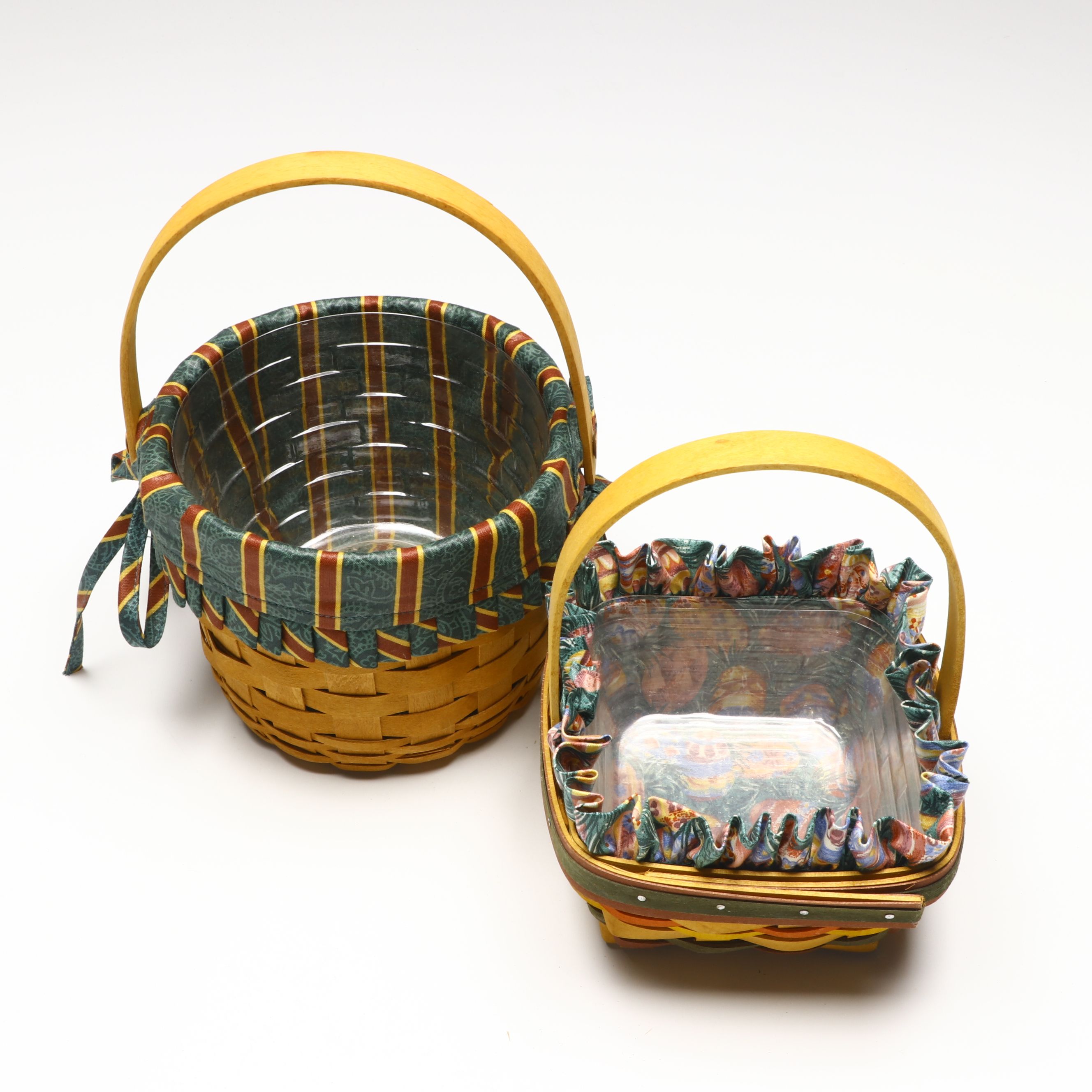 Longaberger Handwoven Maple Baskets with Print