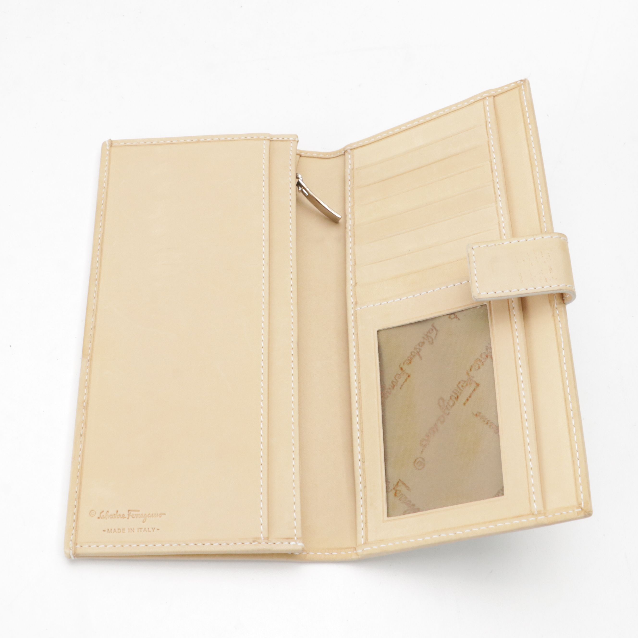 Salvatore Ferragamo Light Blue and Silver Gancini Pattern Long Bifold Wallet