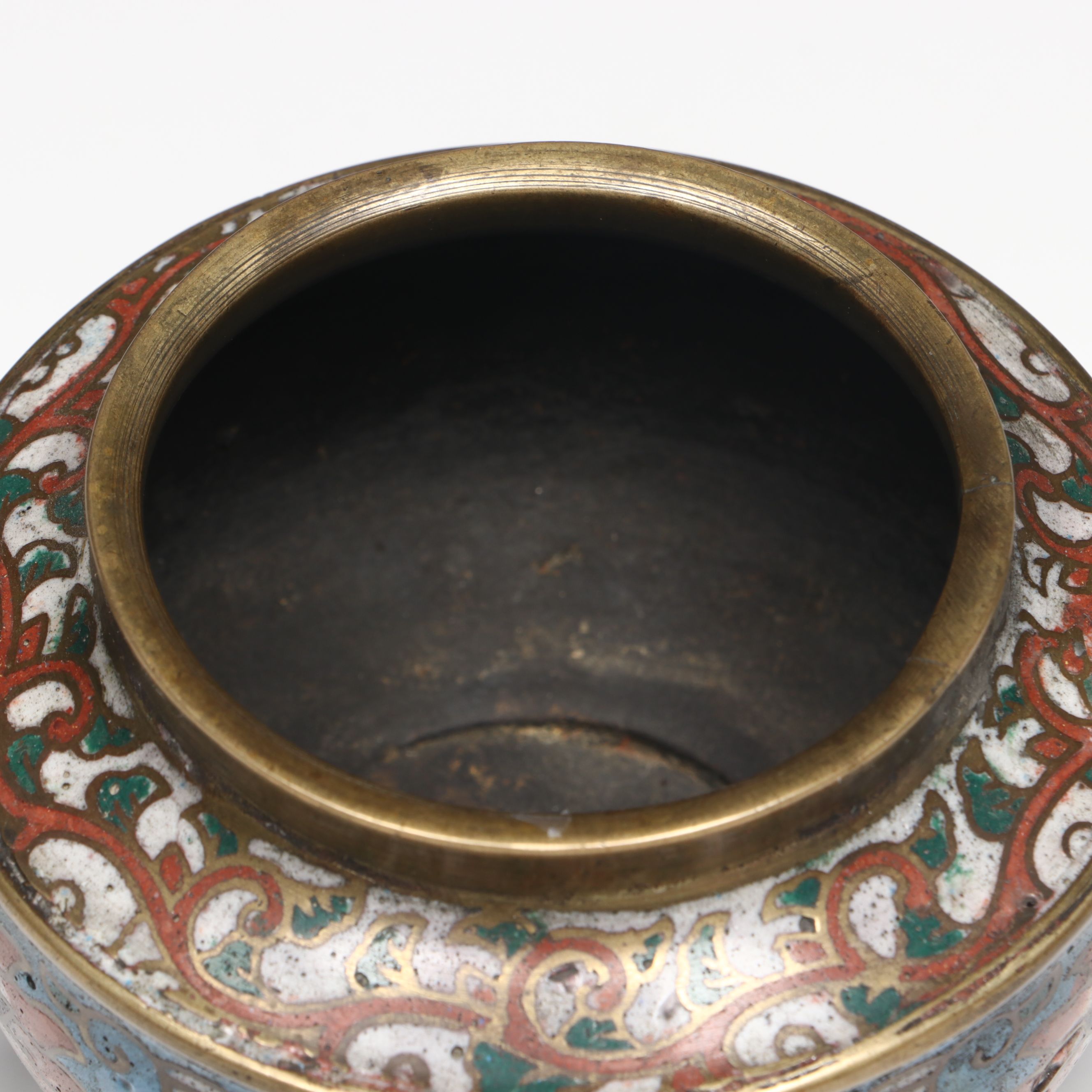 Japanese Cloisonné Enamel and Brass Incense Burner
