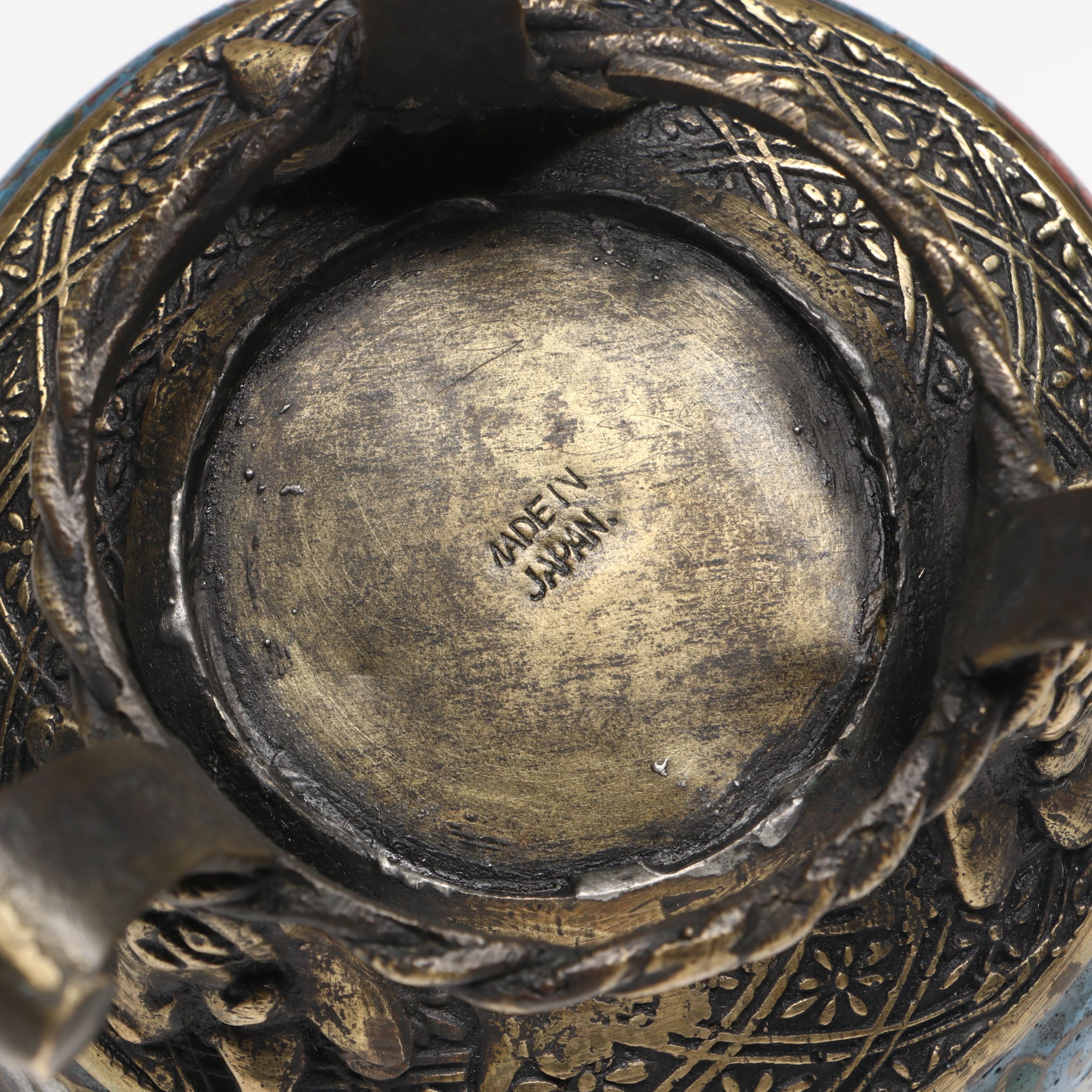 Japanese Cloisonné Enamel and Brass Incense Burner