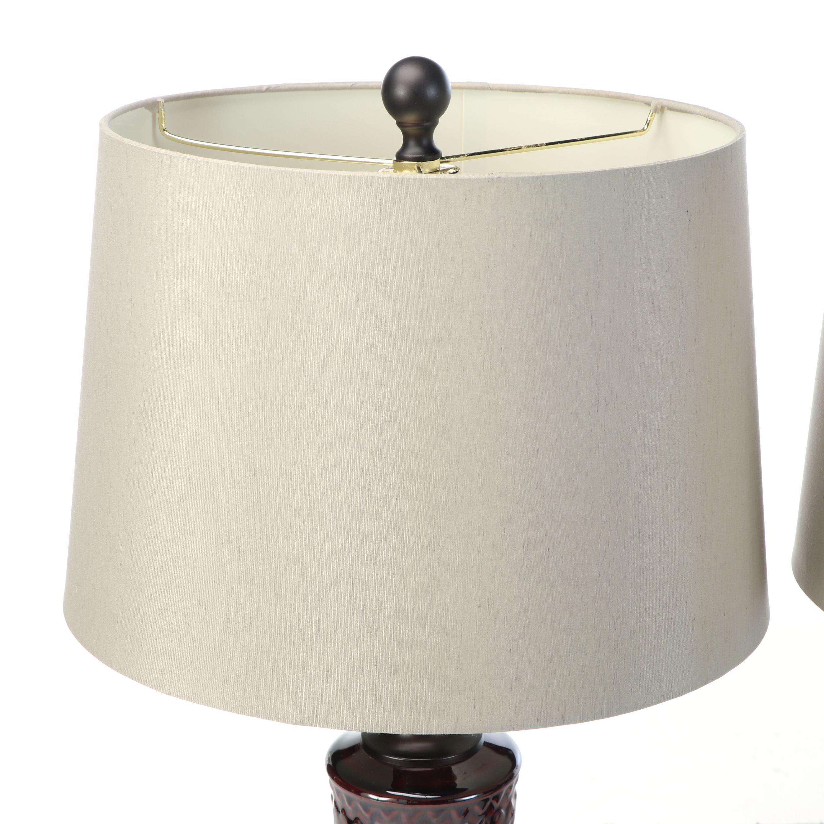 Uttermost "Cassian" Ceramic Table Lamps with Silk Drum Shades