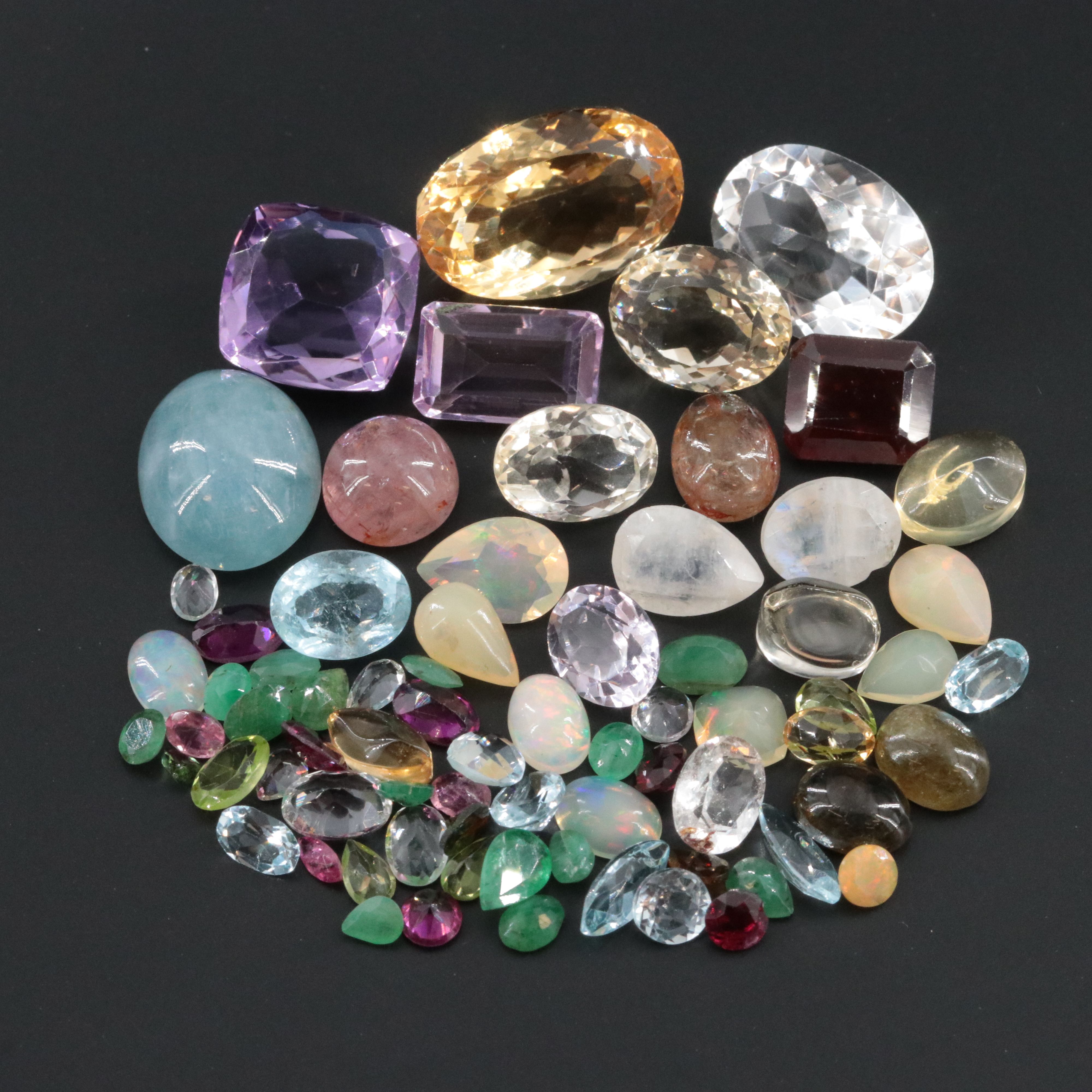 Loose 99.93 CTW Gemstones Including Amethyst, Citrine and Topaz