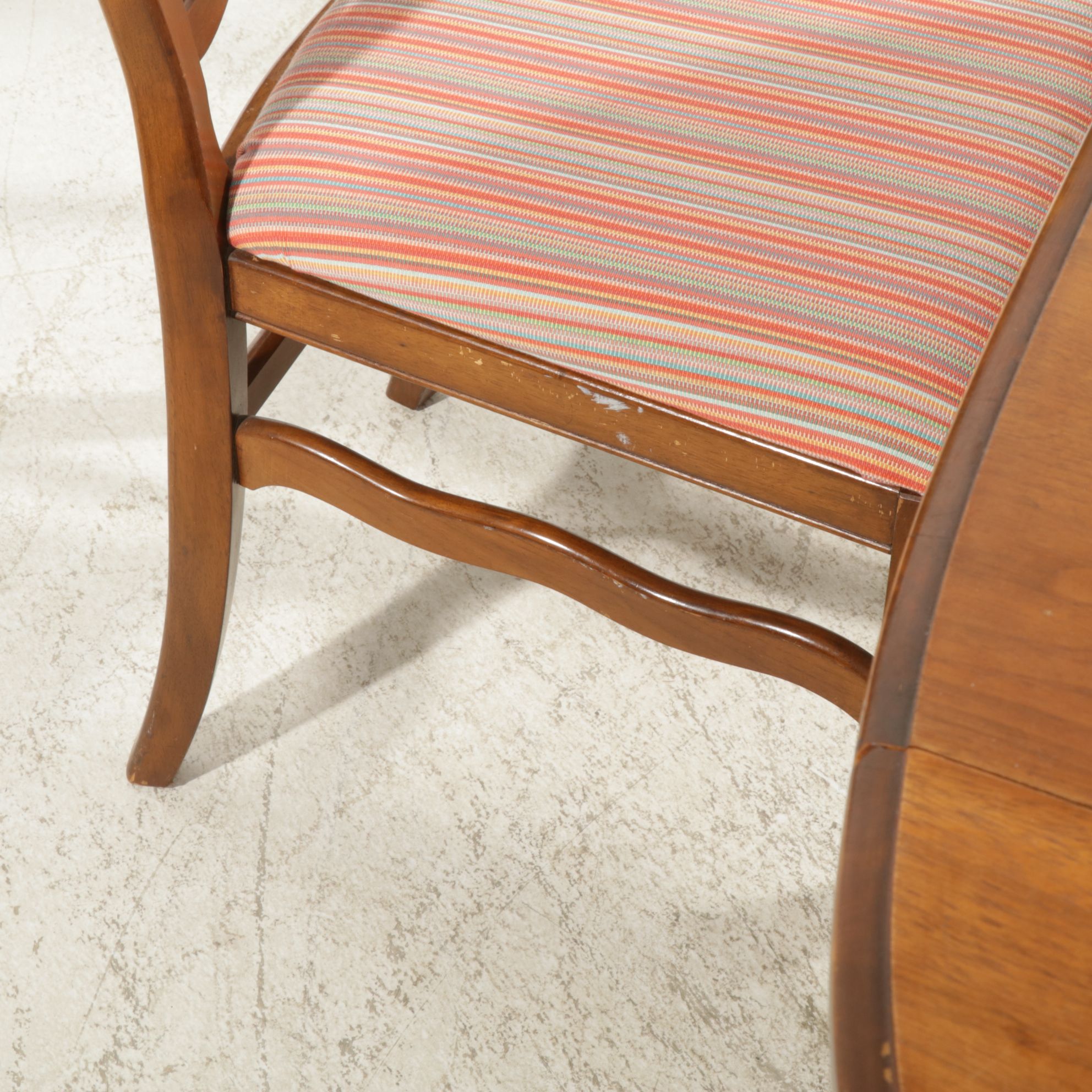 Drexel French Provincial Style Walnut Dining Table with Four Chairs