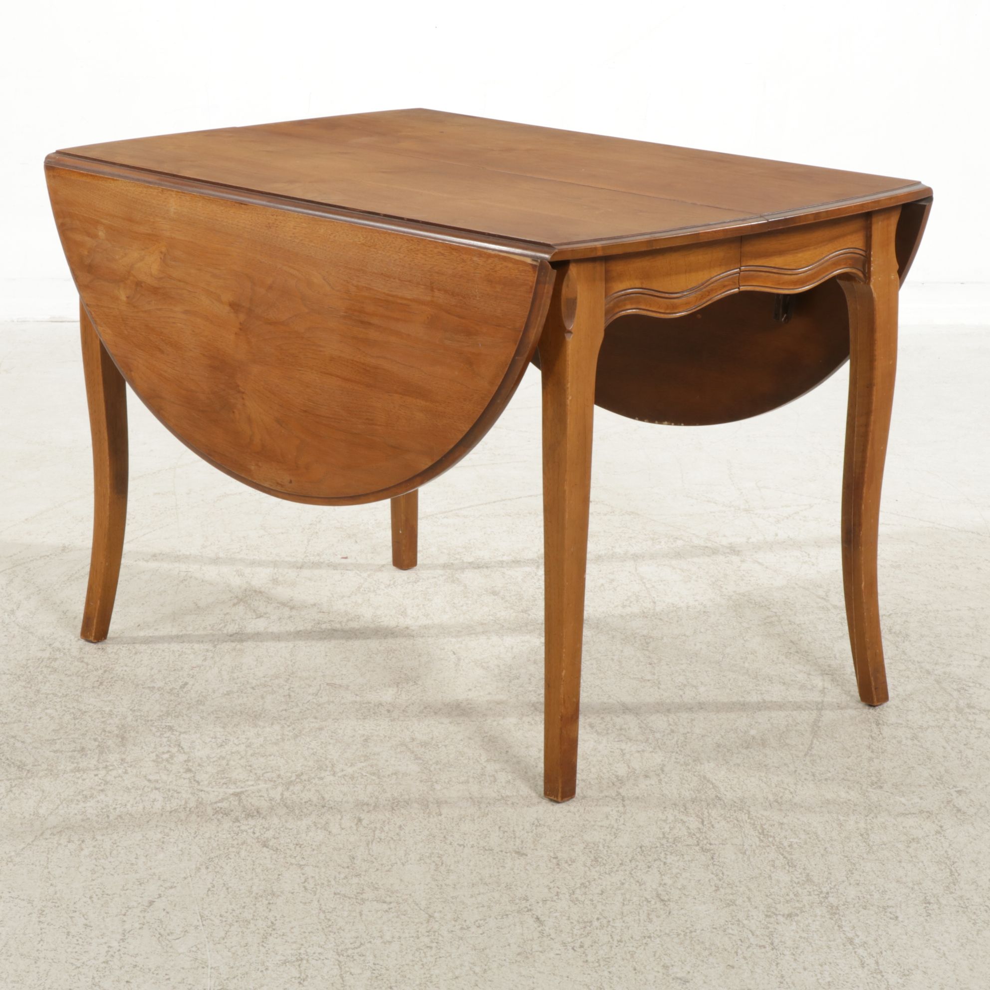 Drexel French Provincial Style Walnut Dining Table with Four Chairs