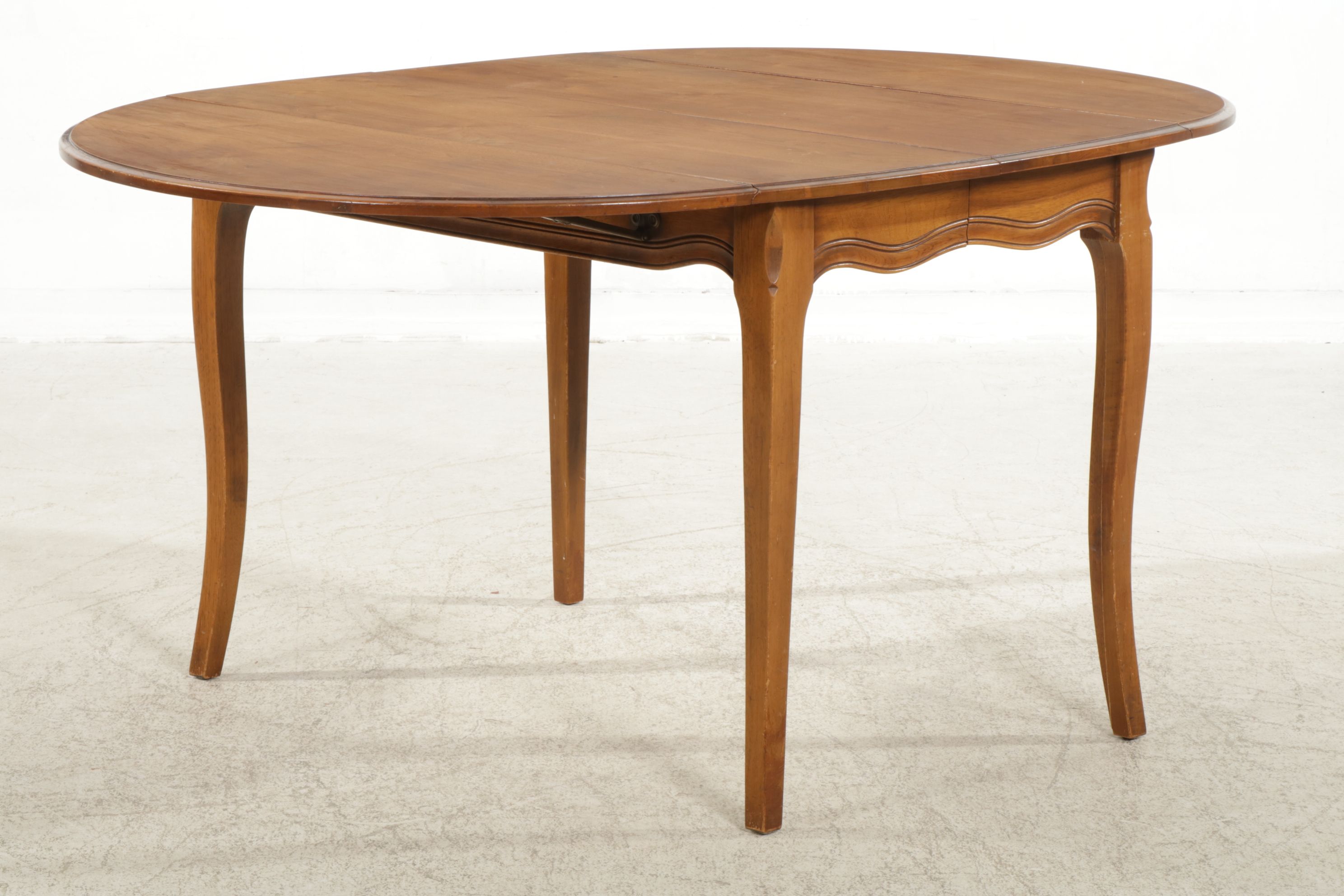 Drexel French Provincial Style Walnut Dining Table with Four Chairs