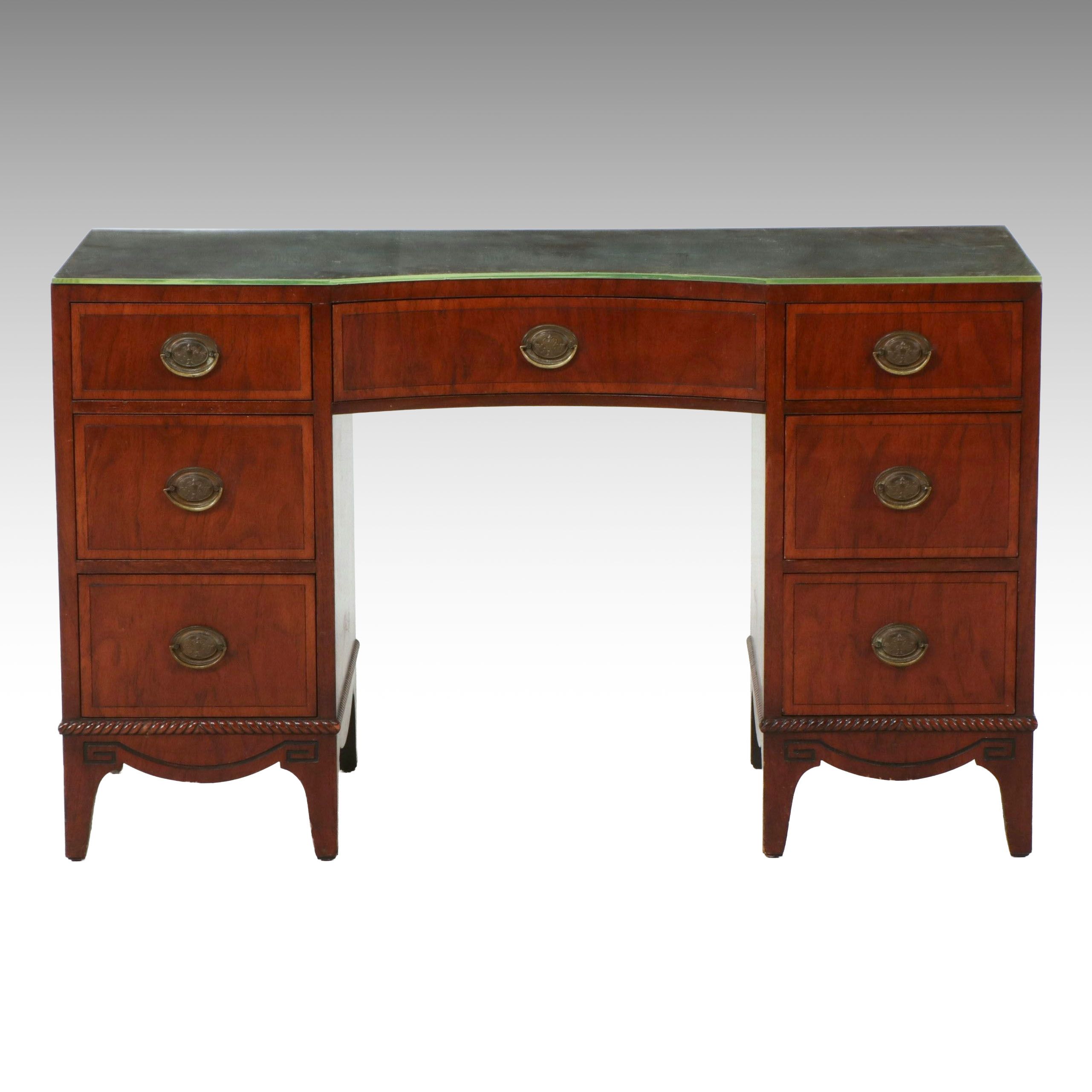 Federal Style Inlaid Mahogany Kneehole Desk, 20th Century