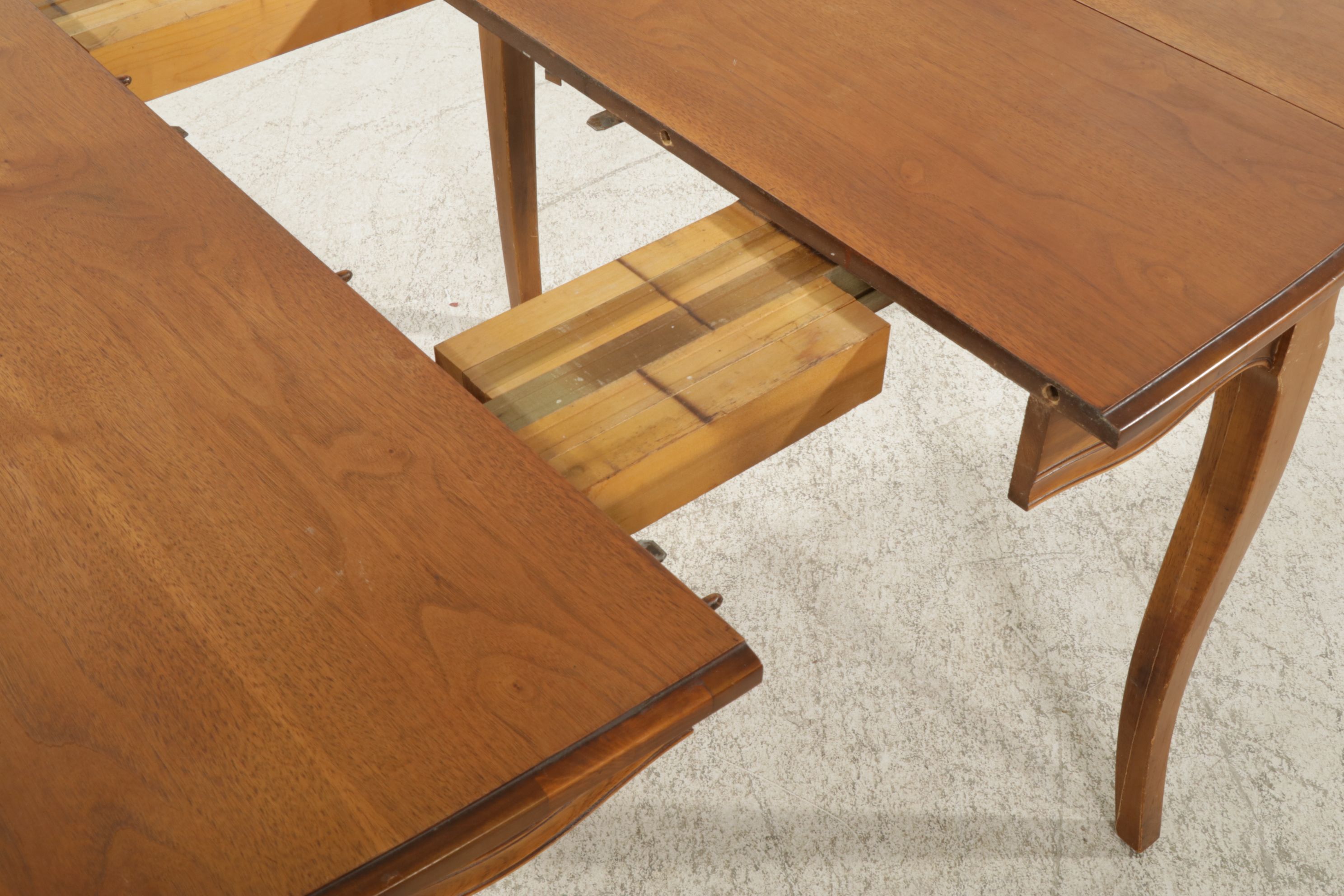 Drexel French Provincial Style Walnut Dining Table with Four Chairs