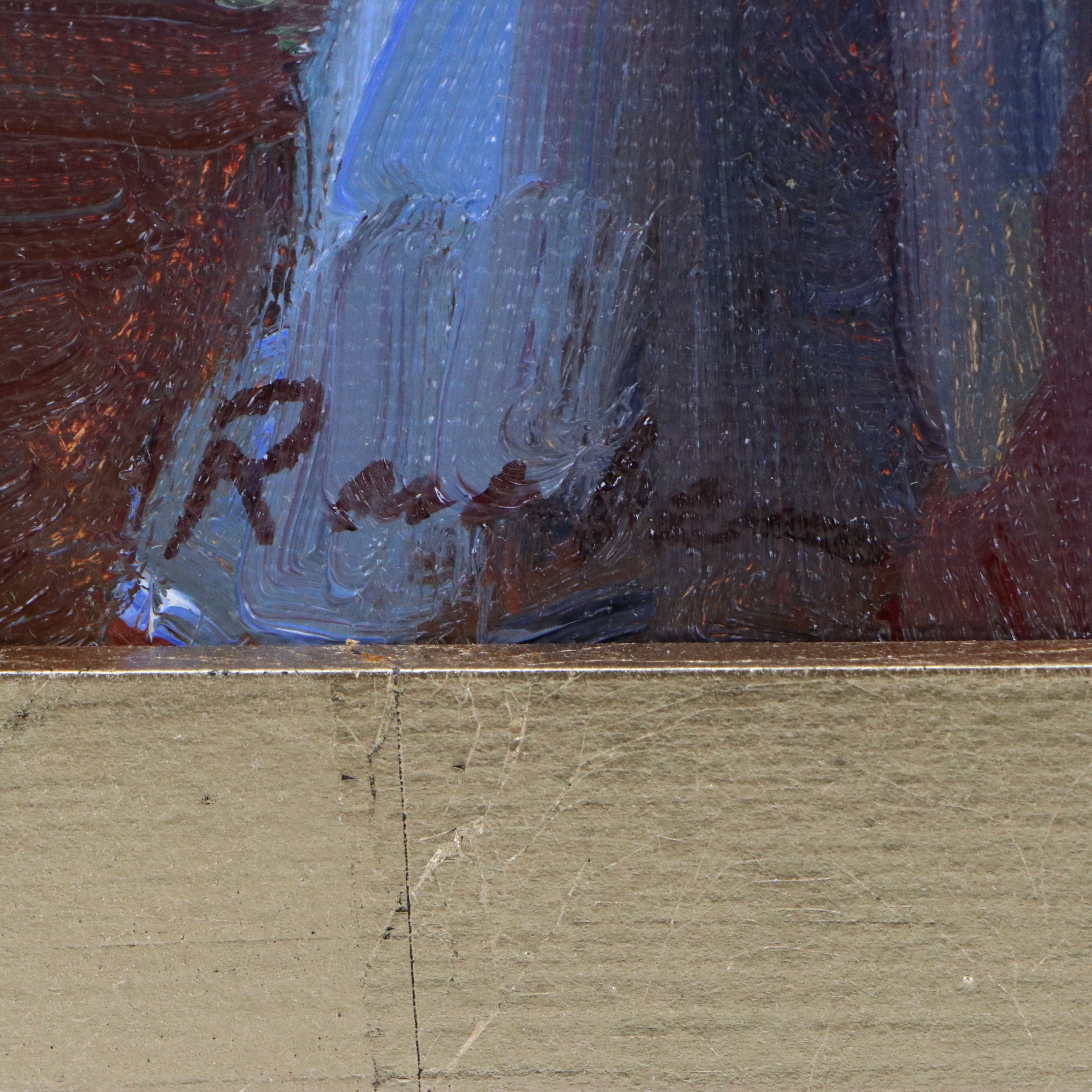 Sally Rosenbaum Impressionistic Oil Painting of Woman Reading in Garden, 21st C.