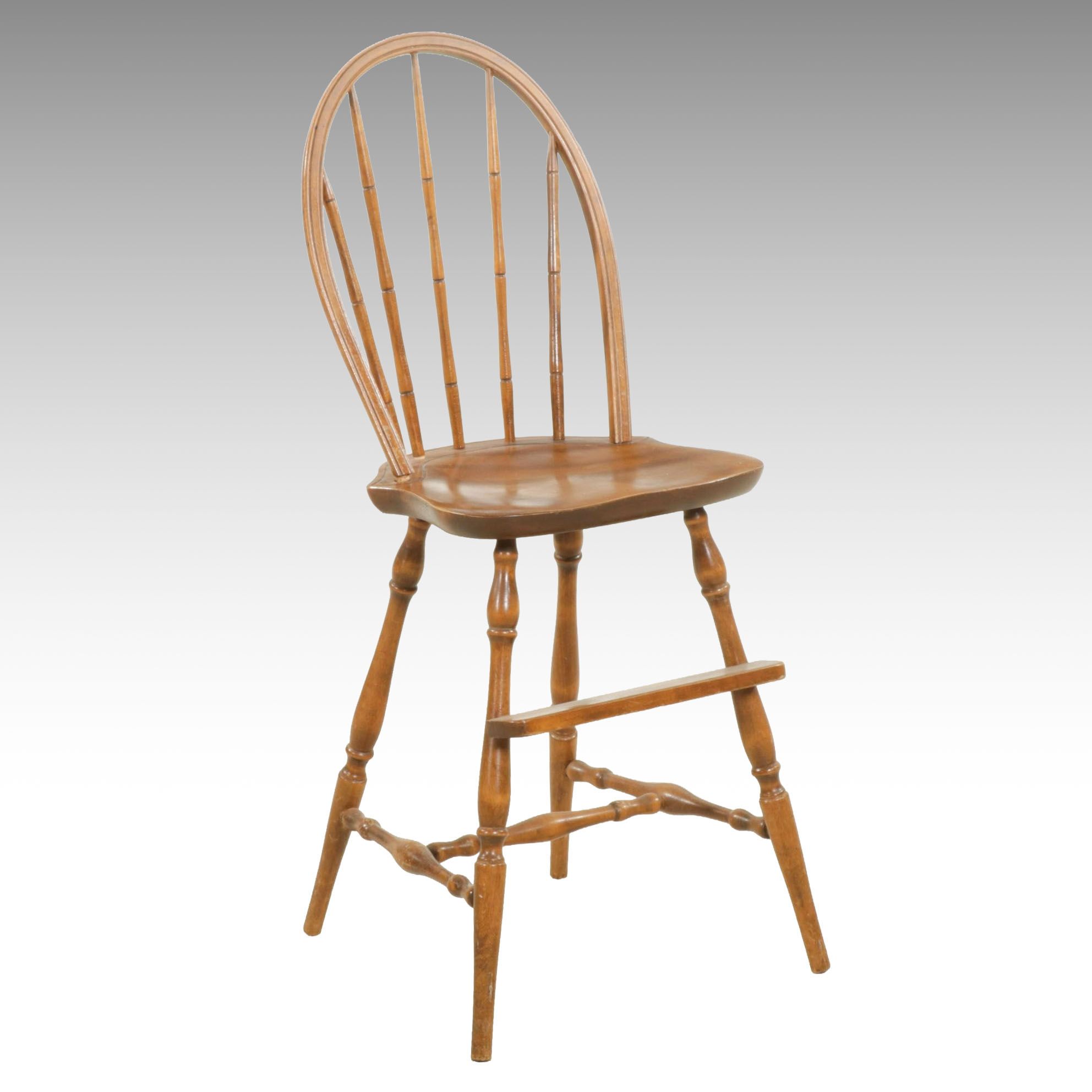 Nichols & Stone Windsor Style Maple Highchair, Late 20th Century