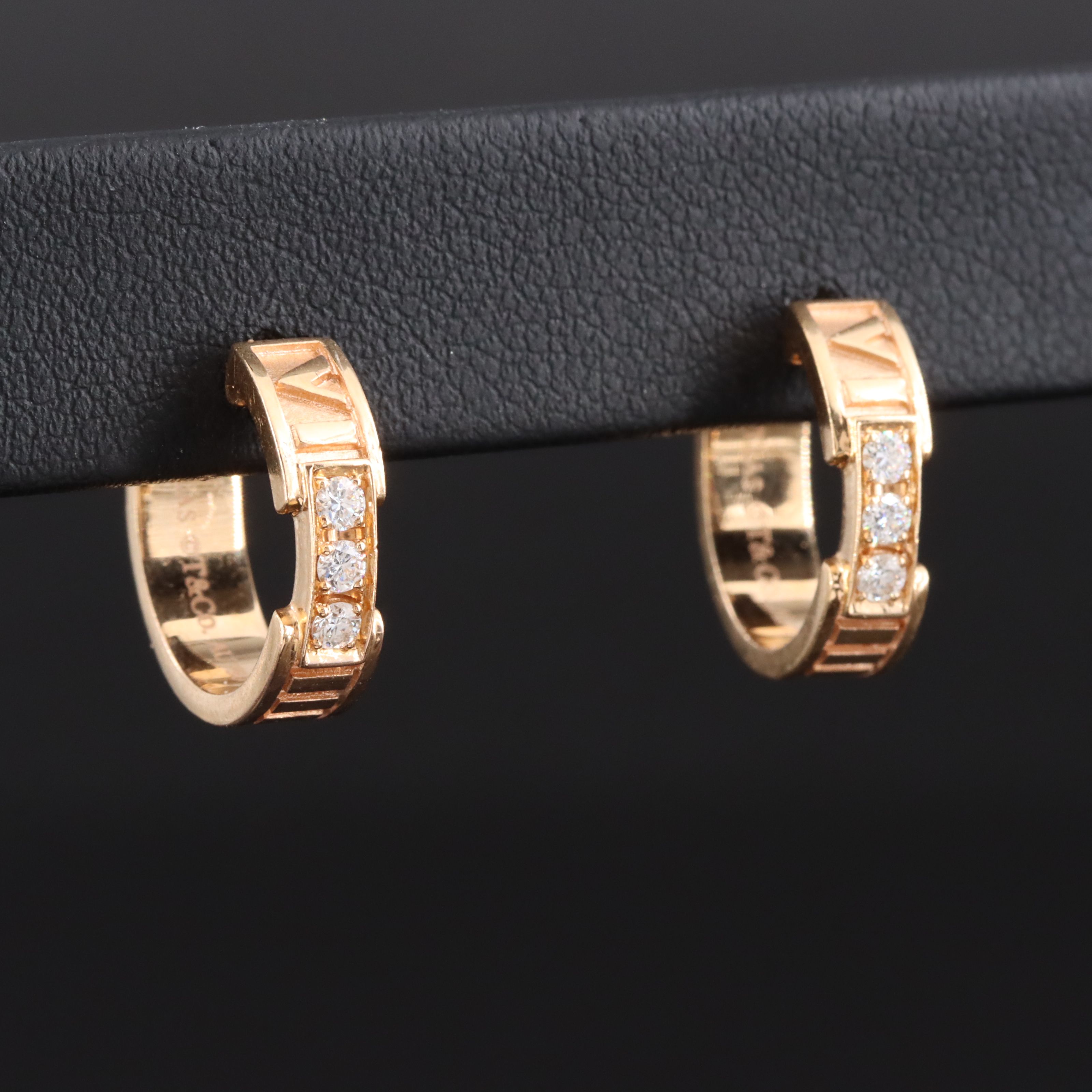 Tiffany & Co. Atlas 18K Rose Gold Diamond Hoop Earrings