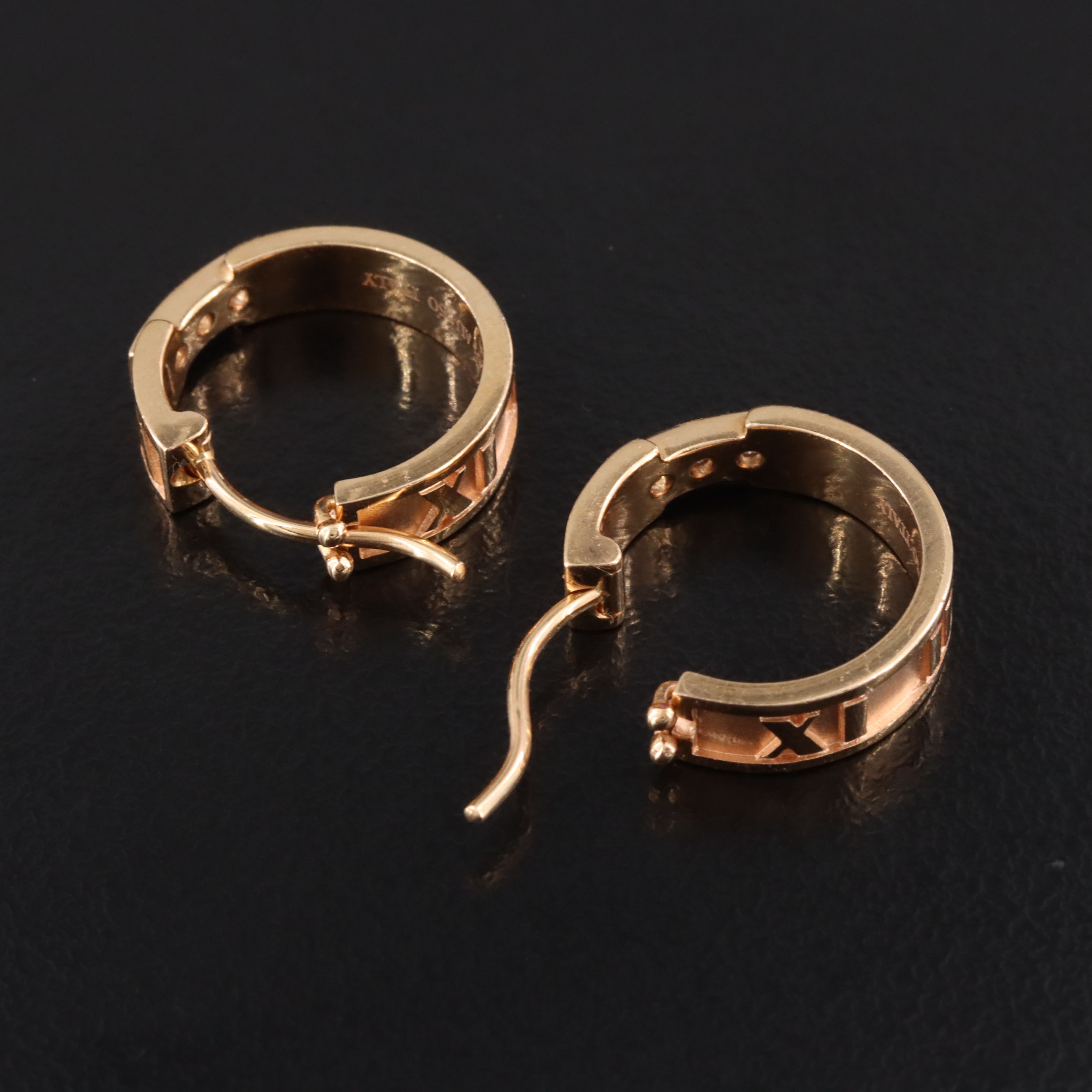 Tiffany & Co. Atlas 18K Rose Gold Diamond Hoop Earrings