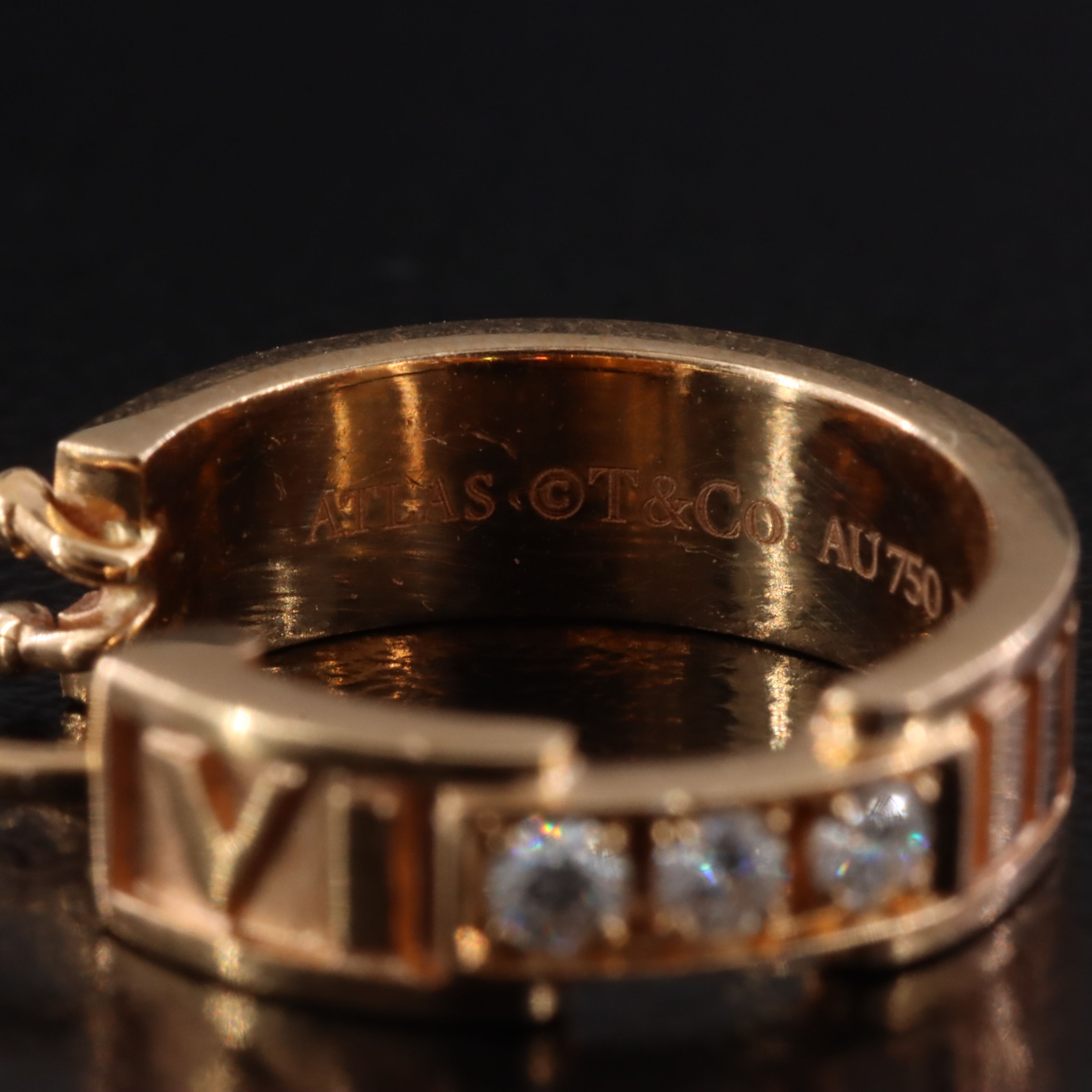 Tiffany & Co. Atlas 18K Rose Gold Diamond Hoop Earrings