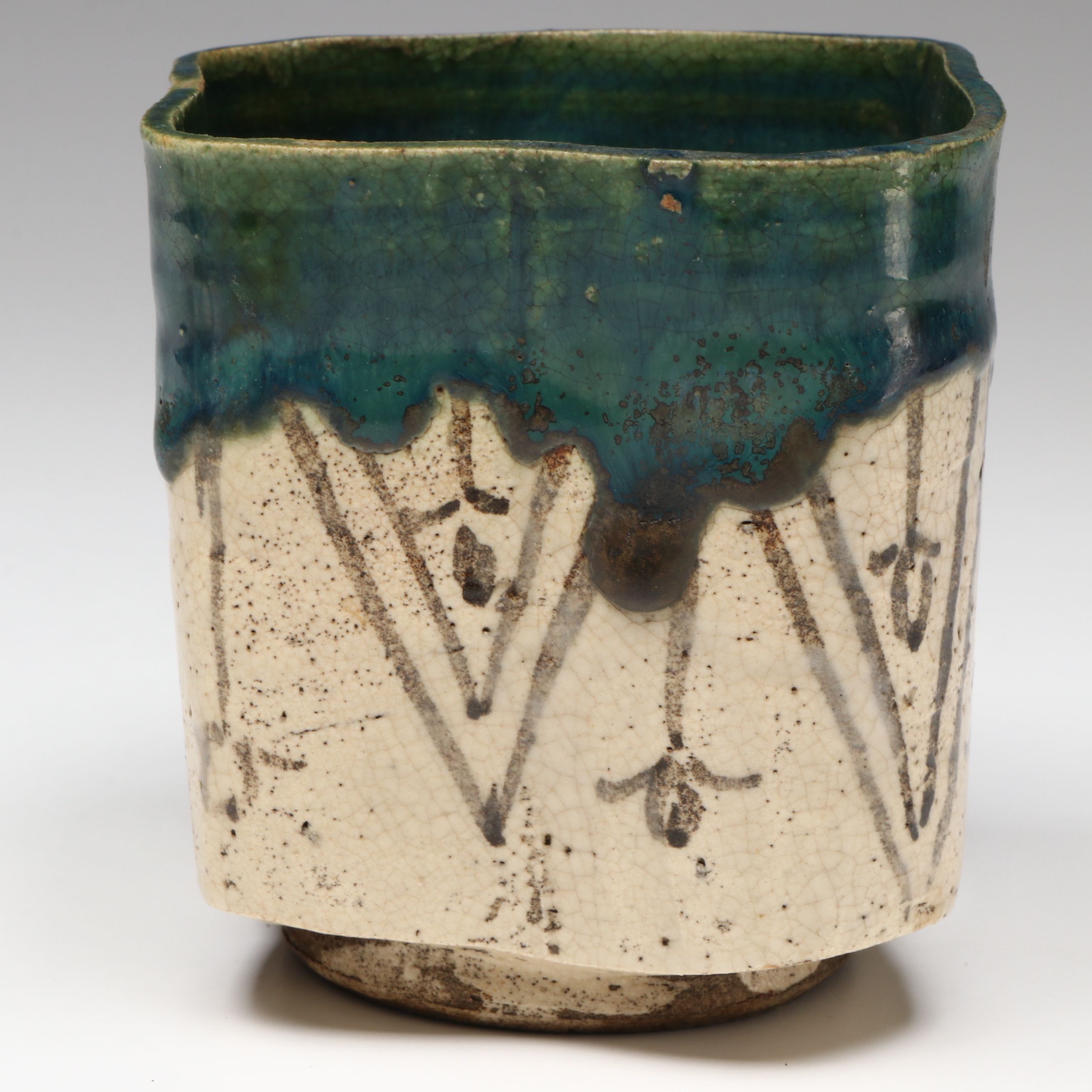 Japanese Studio Ceramic Tea Bowl and Wall Plate, 20th Century