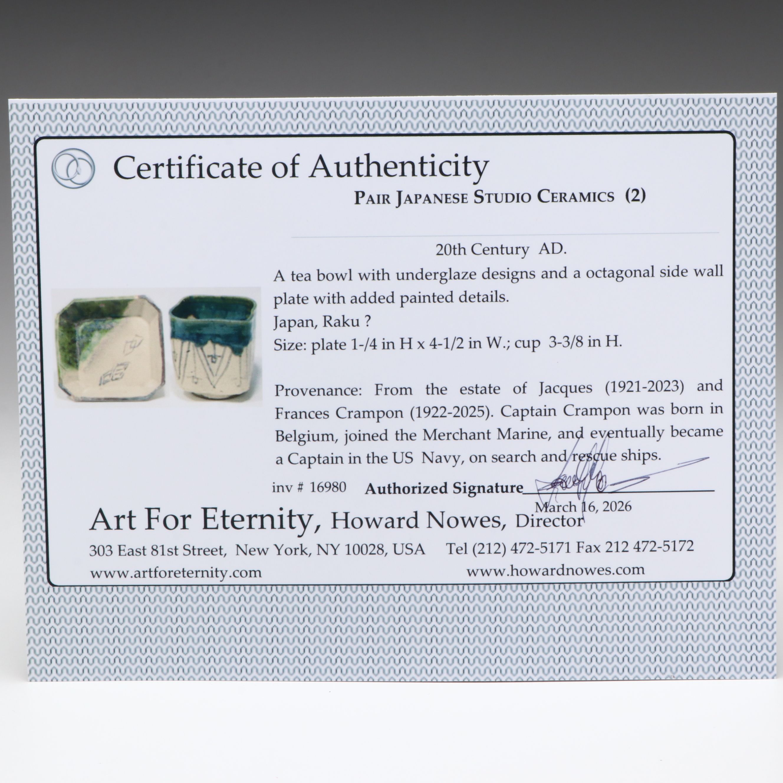 Japanese Studio Ceramic Tea Bowl and Wall Plate, 20th Century