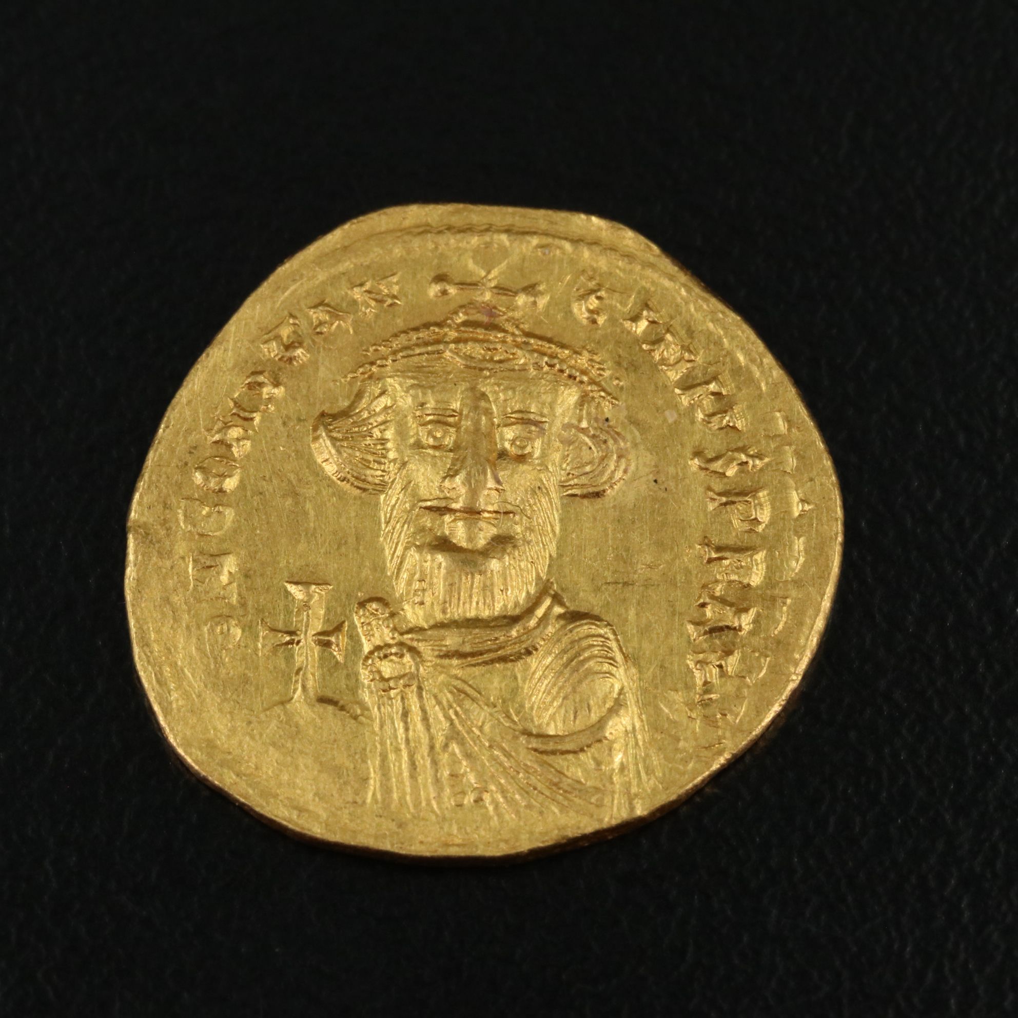 Ancient Byzantine Gold Solidus Coin of Constans II