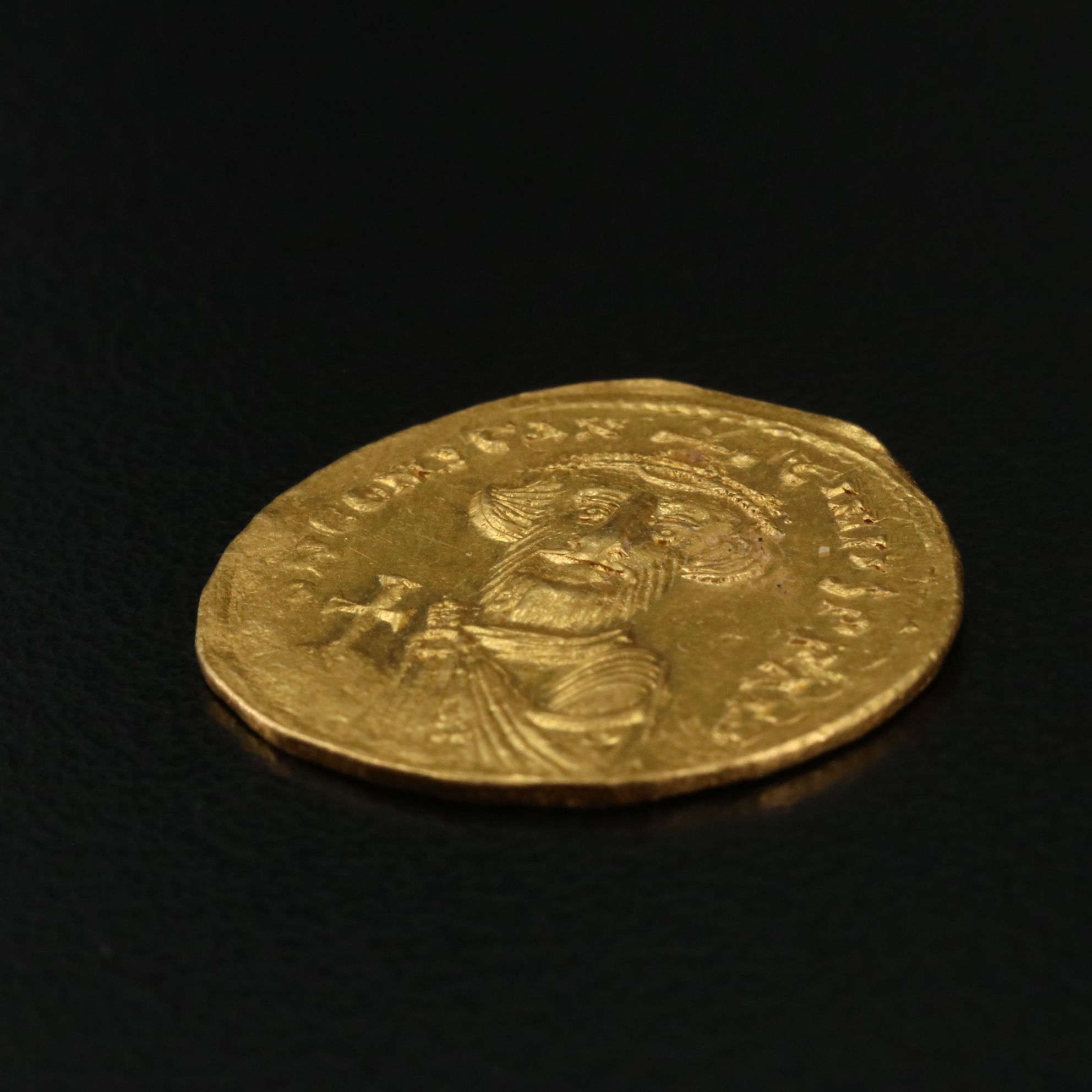 Ancient Byzantine Gold Solidus Coin of Constans II