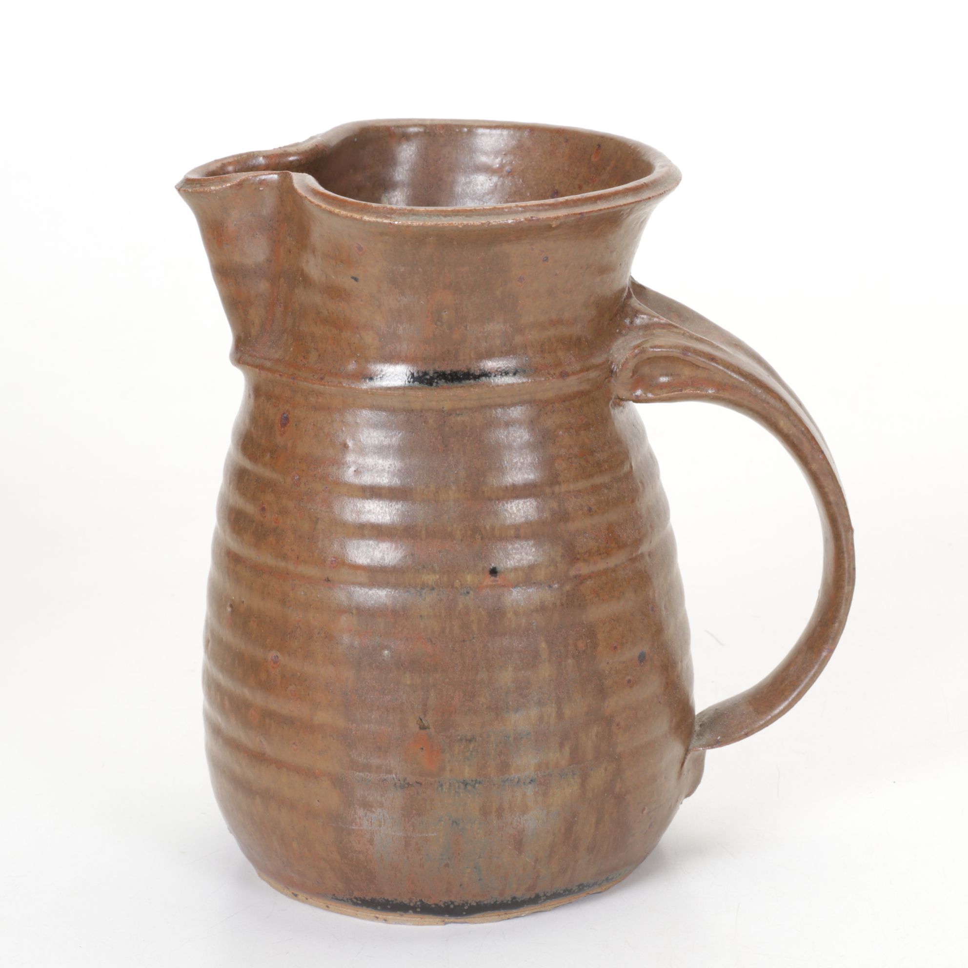 Artisan Wheel-Thrown Pottery Cookie Jar, Bowl, and Pitcher with Denby Ashtray