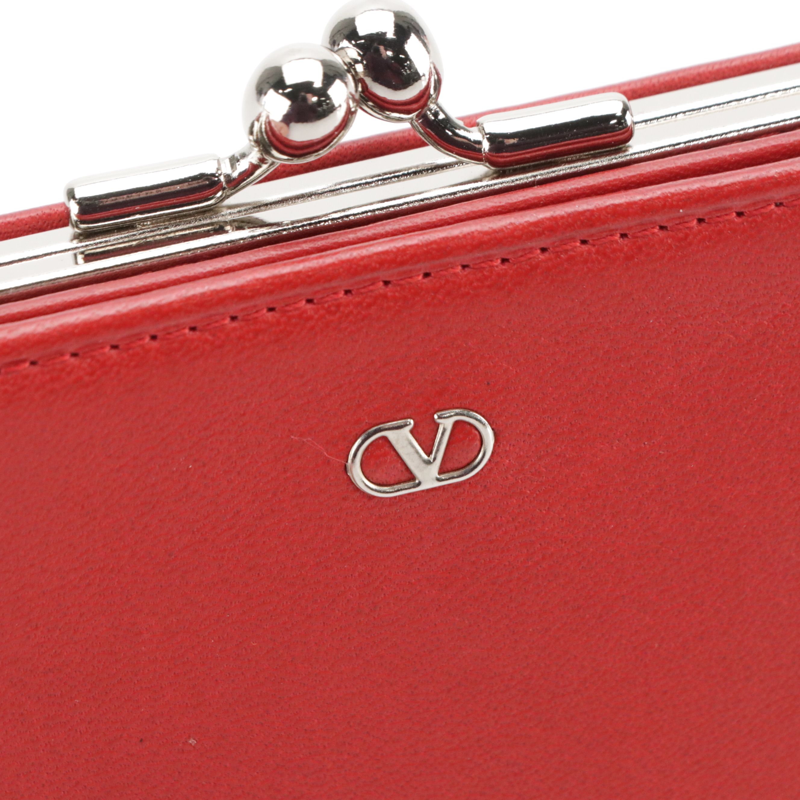 Valentino Compact Bifold Wallet in Red Leather with Box