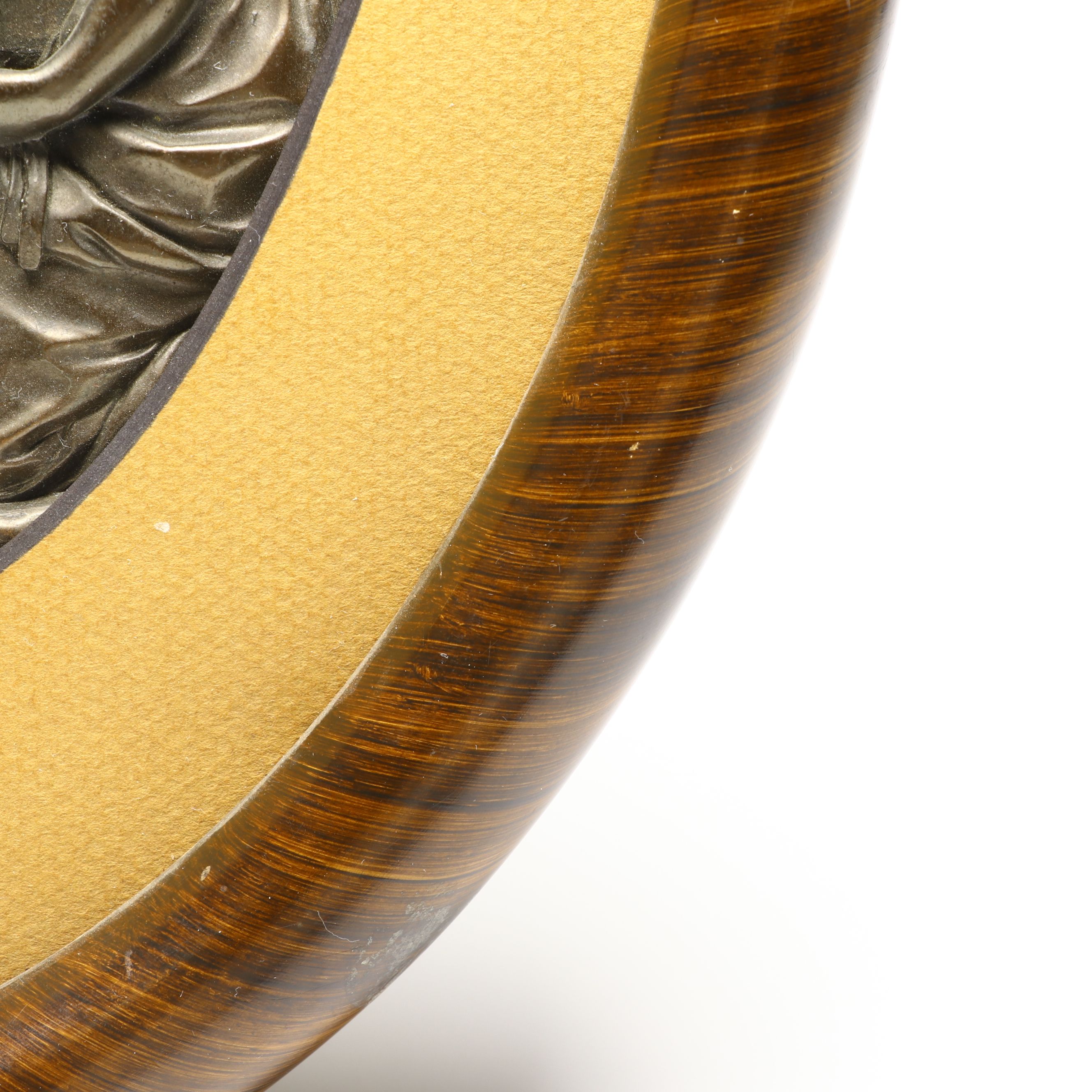 Wood Framed Bronze Finish High Relief Pastoral Scene