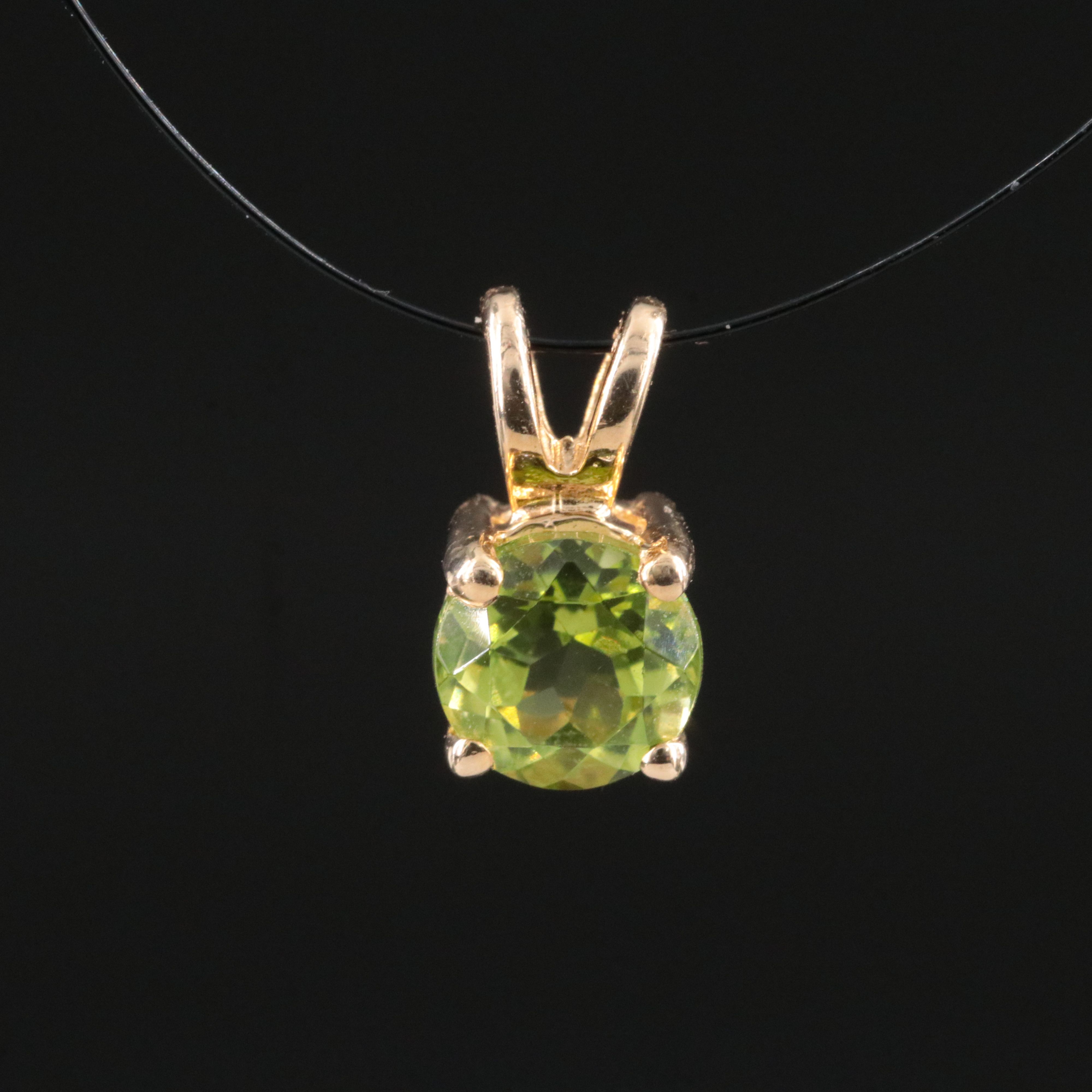 14K Peridot Solitaire Pendant