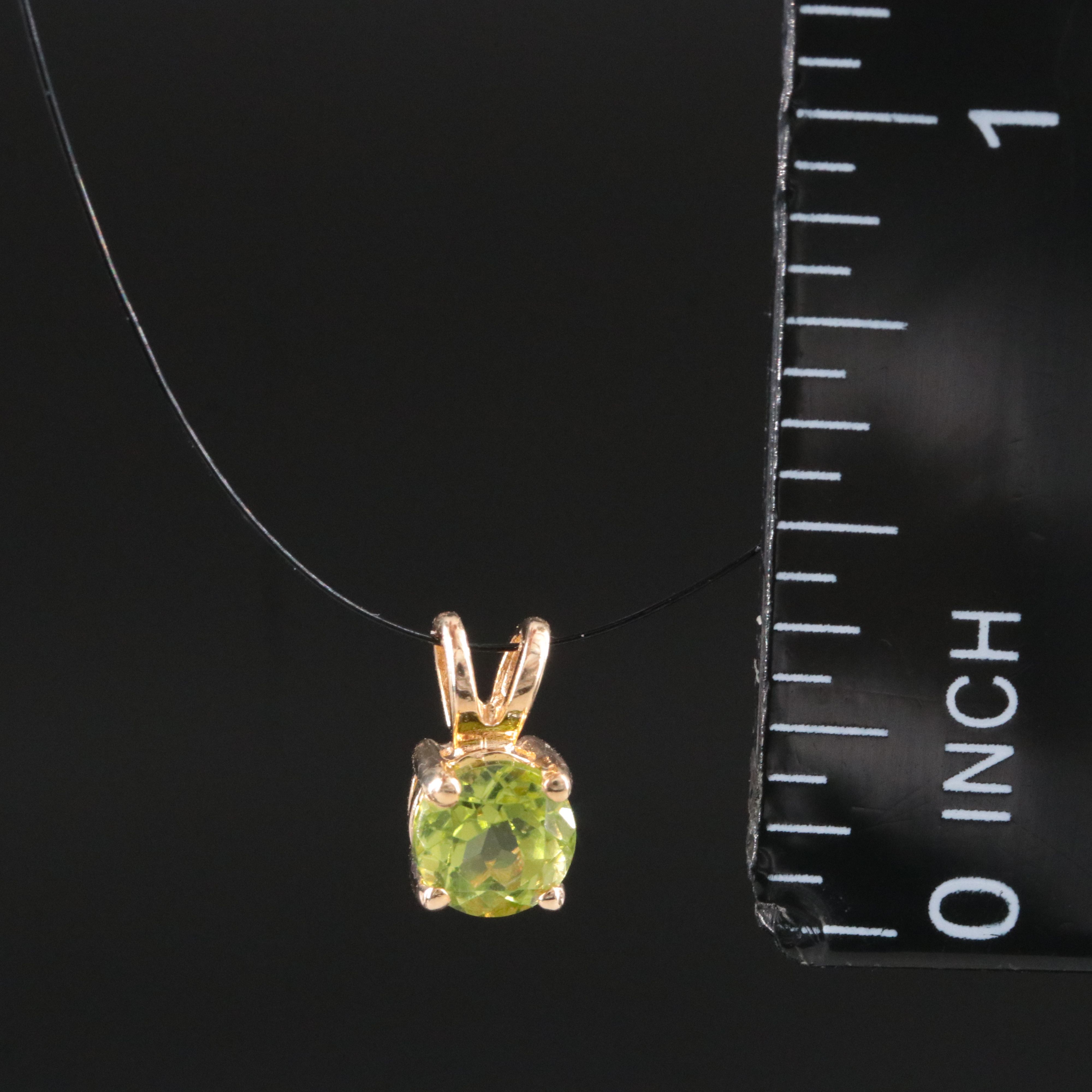 14K Peridot Solitaire Pendant