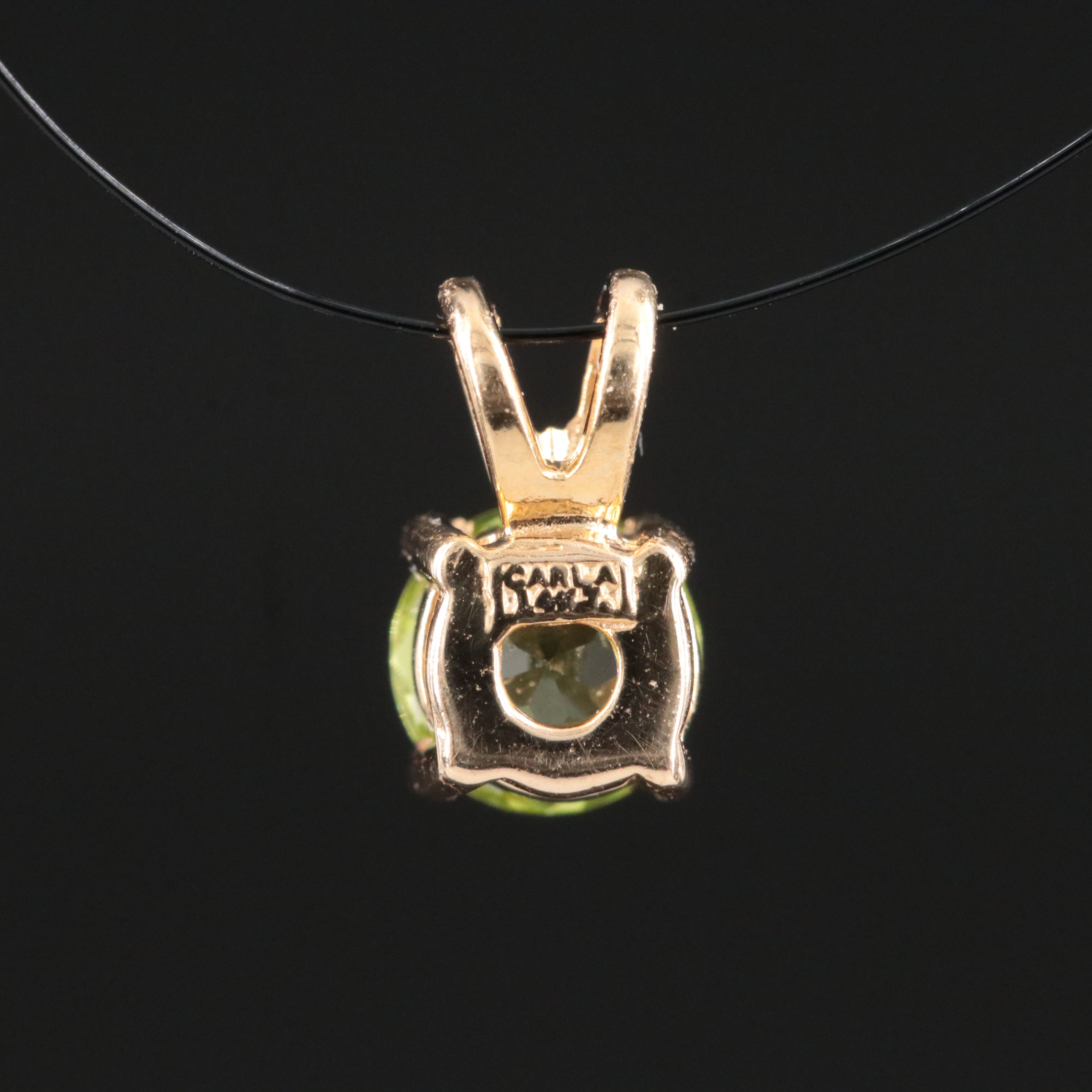 14K Peridot Solitaire Pendant