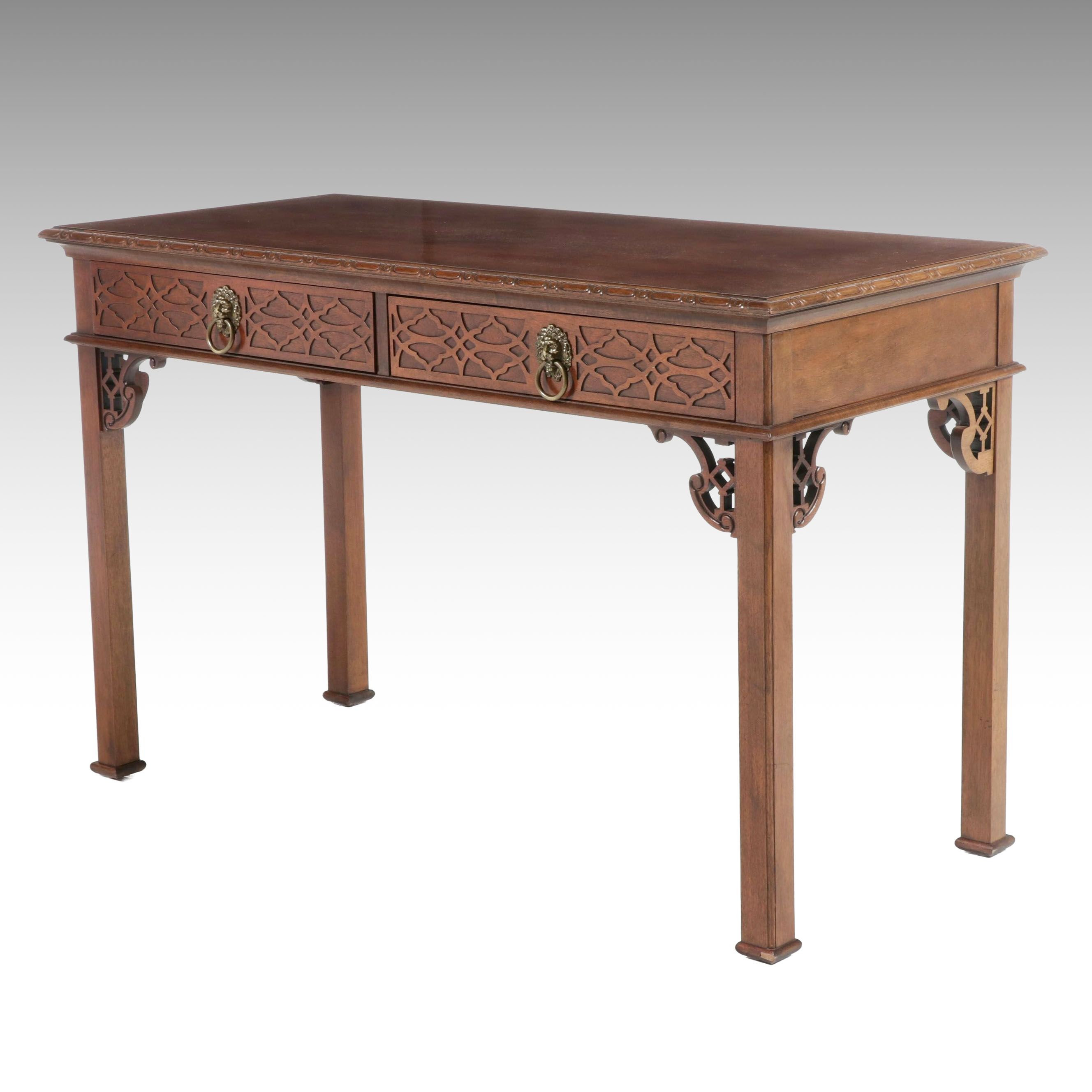 Chinese Chippendale Style Mahogany Writing Table