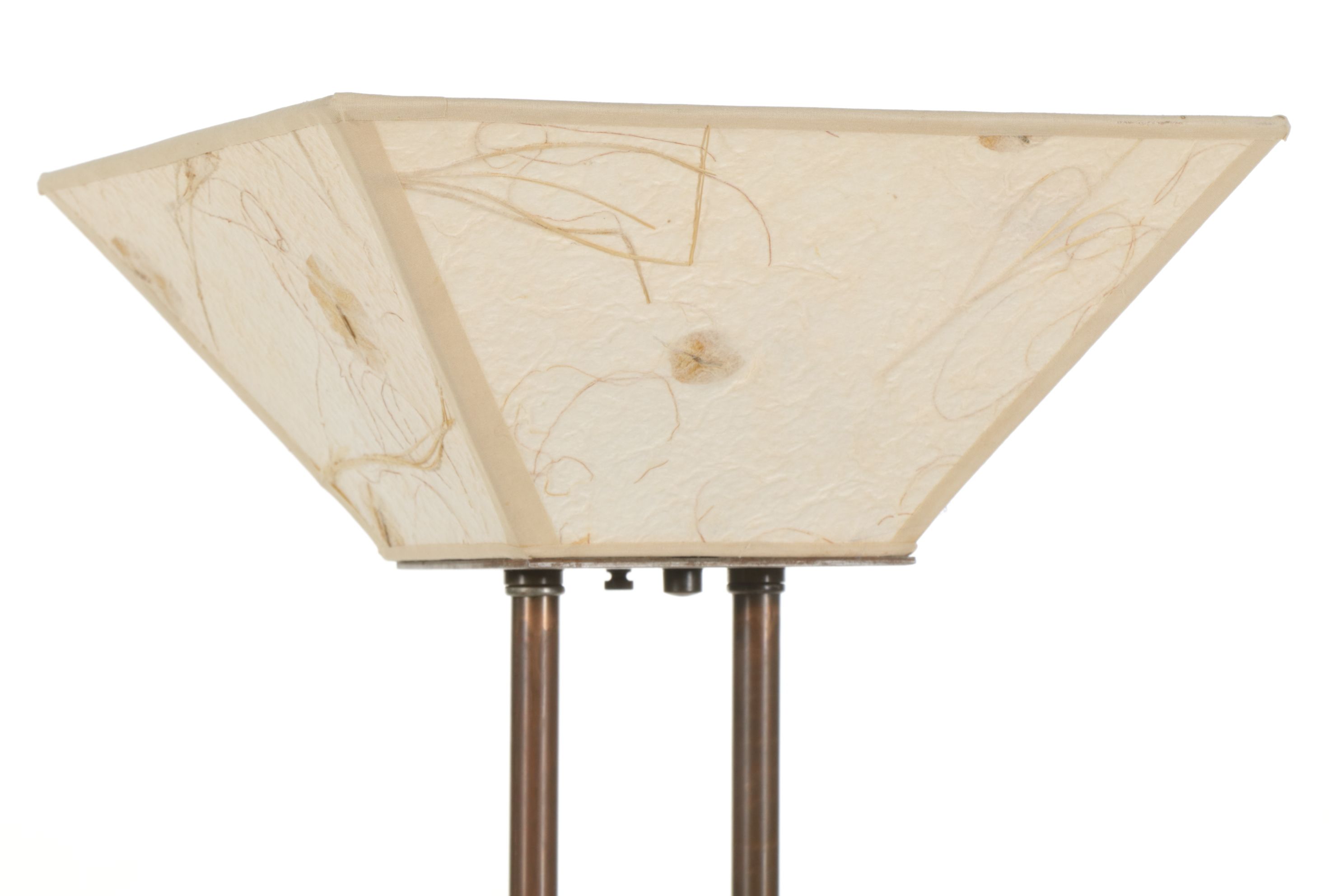 Torchiere Copper Stem Floor Lamp with Handmade Paper Shade