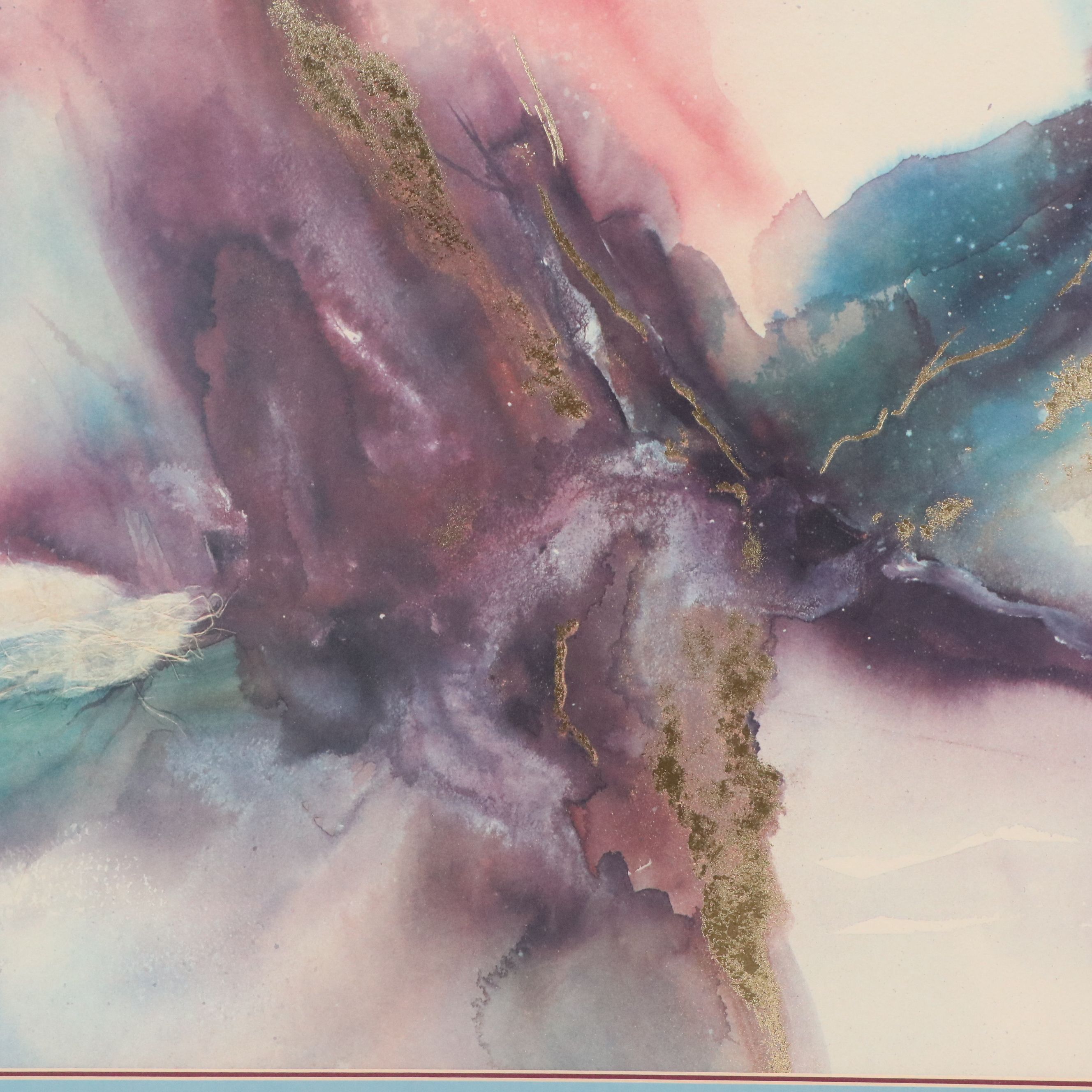 Abstract Offset Lithograph with Gold Embellishments After Deirdre Heller