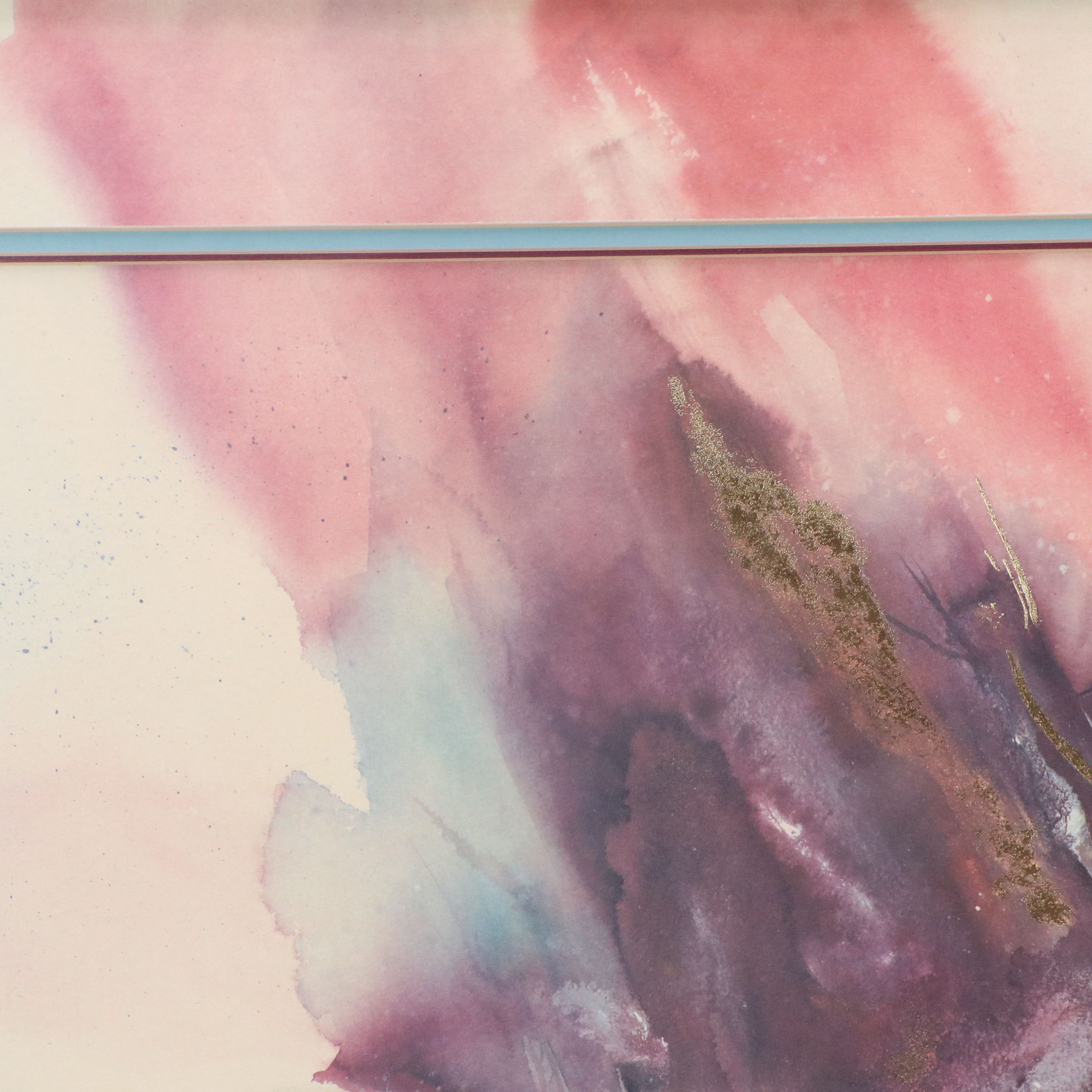 Abstract Offset Lithograph with Gold Embellishments After Deirdre Heller