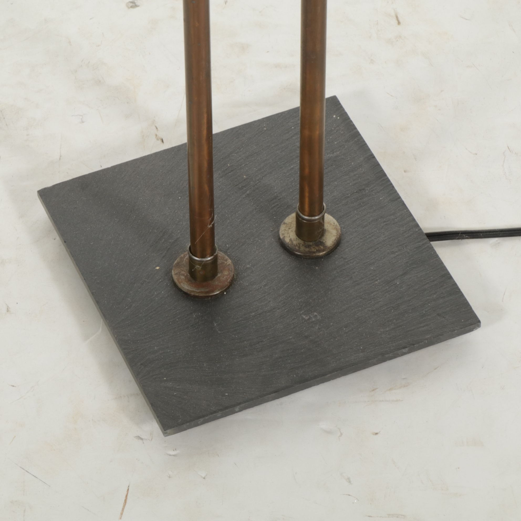 Torchiere Copper Stem Floor Lamp with Handmade Paper Shade