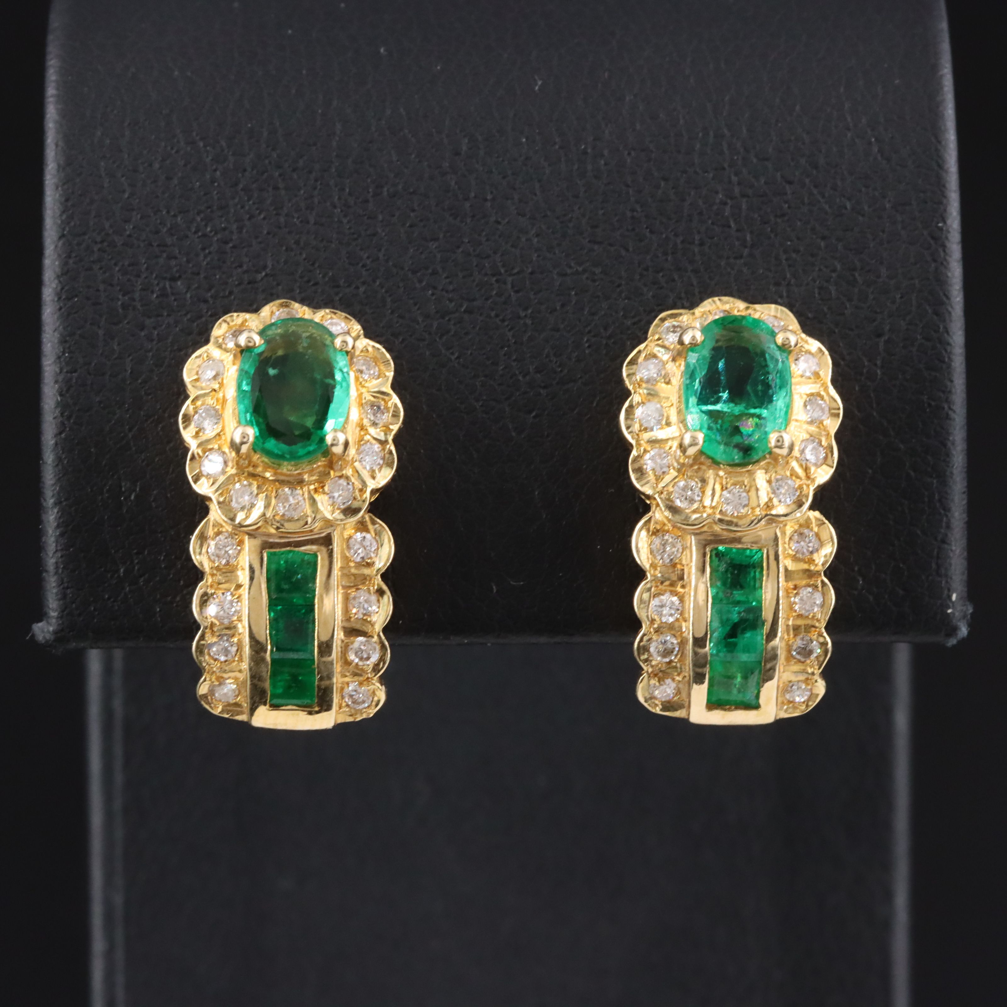14K Emerald and 0.50 CTW Diamond Earrings