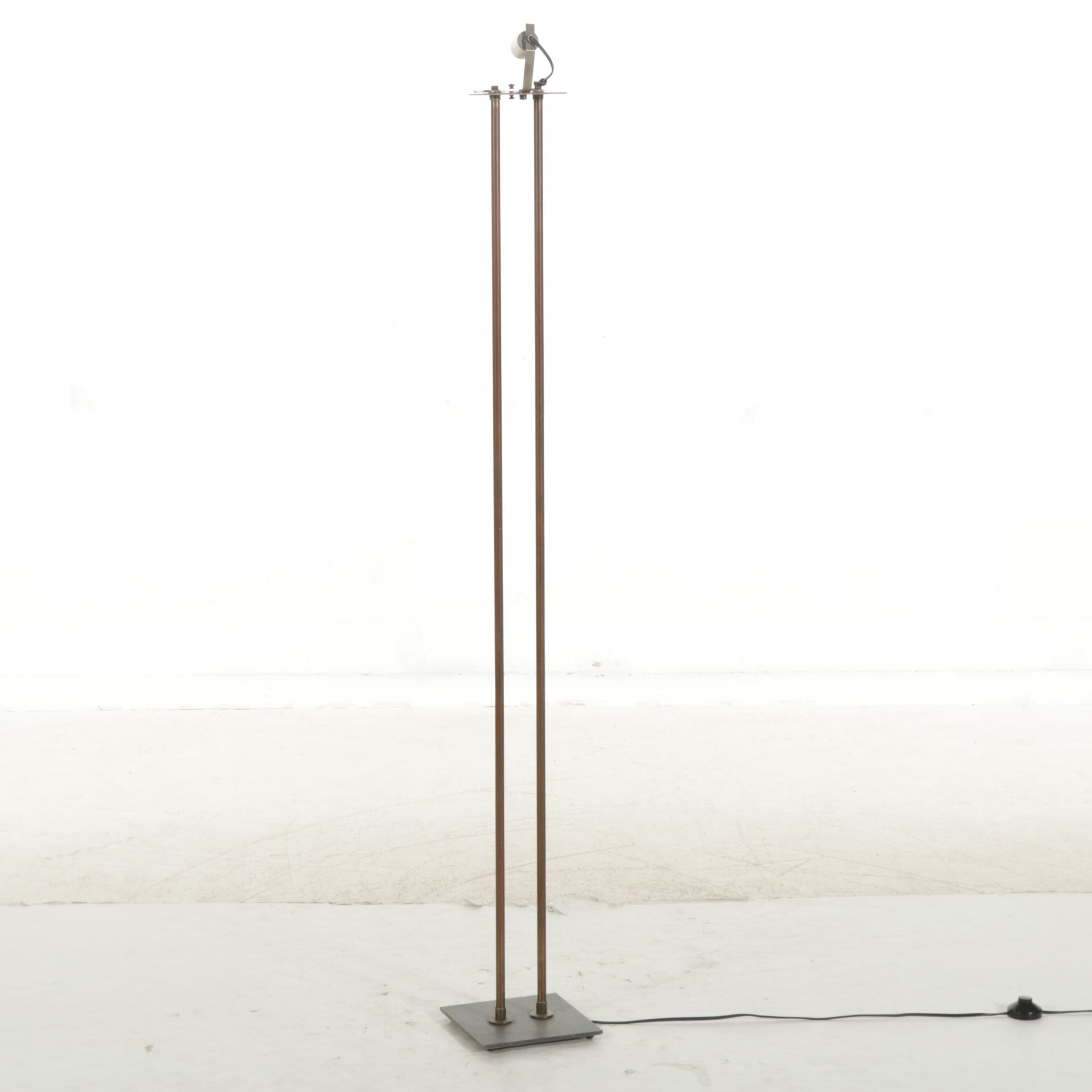 Torchiere Copper Stem Floor Lamp with Handmade Paper Shade