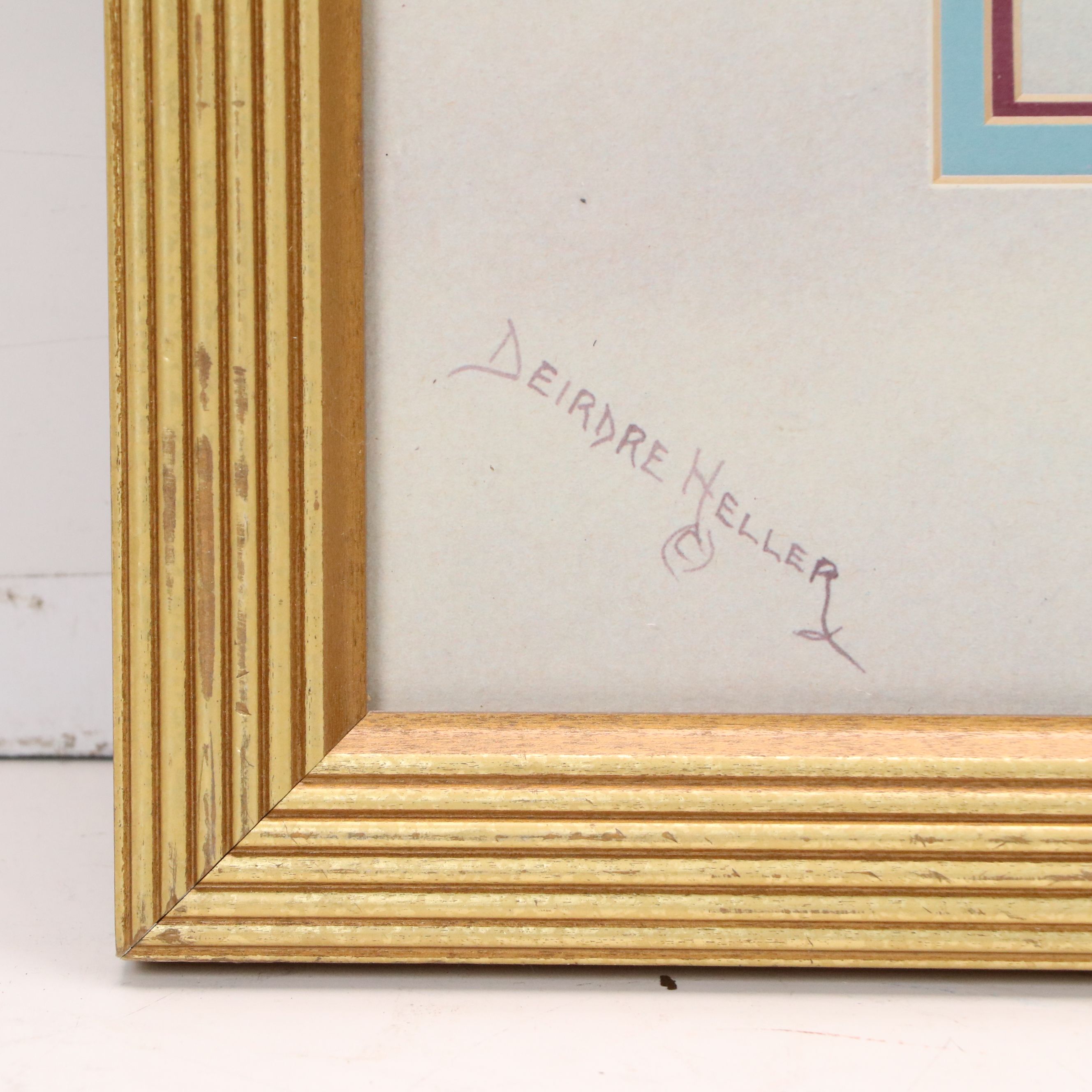 Abstract Offset Lithograph with Gold Embellishments After Deirdre Heller