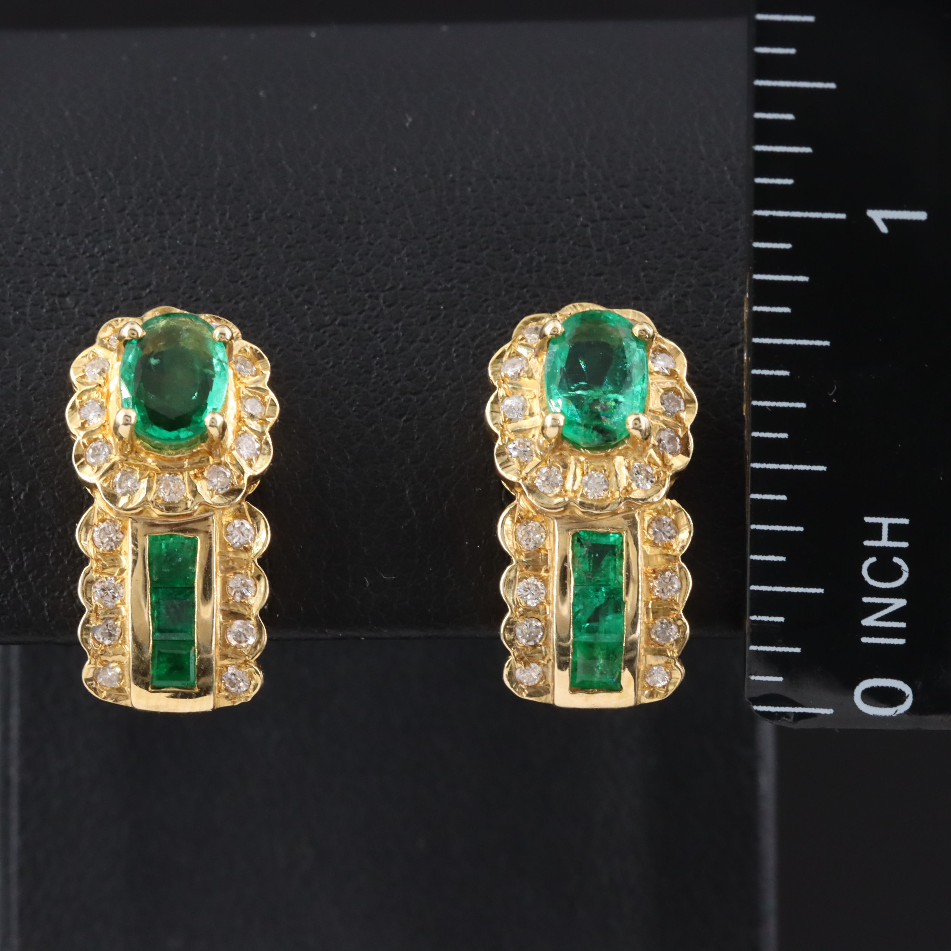 14K Emerald and 0.50 CTW Diamond Earrings