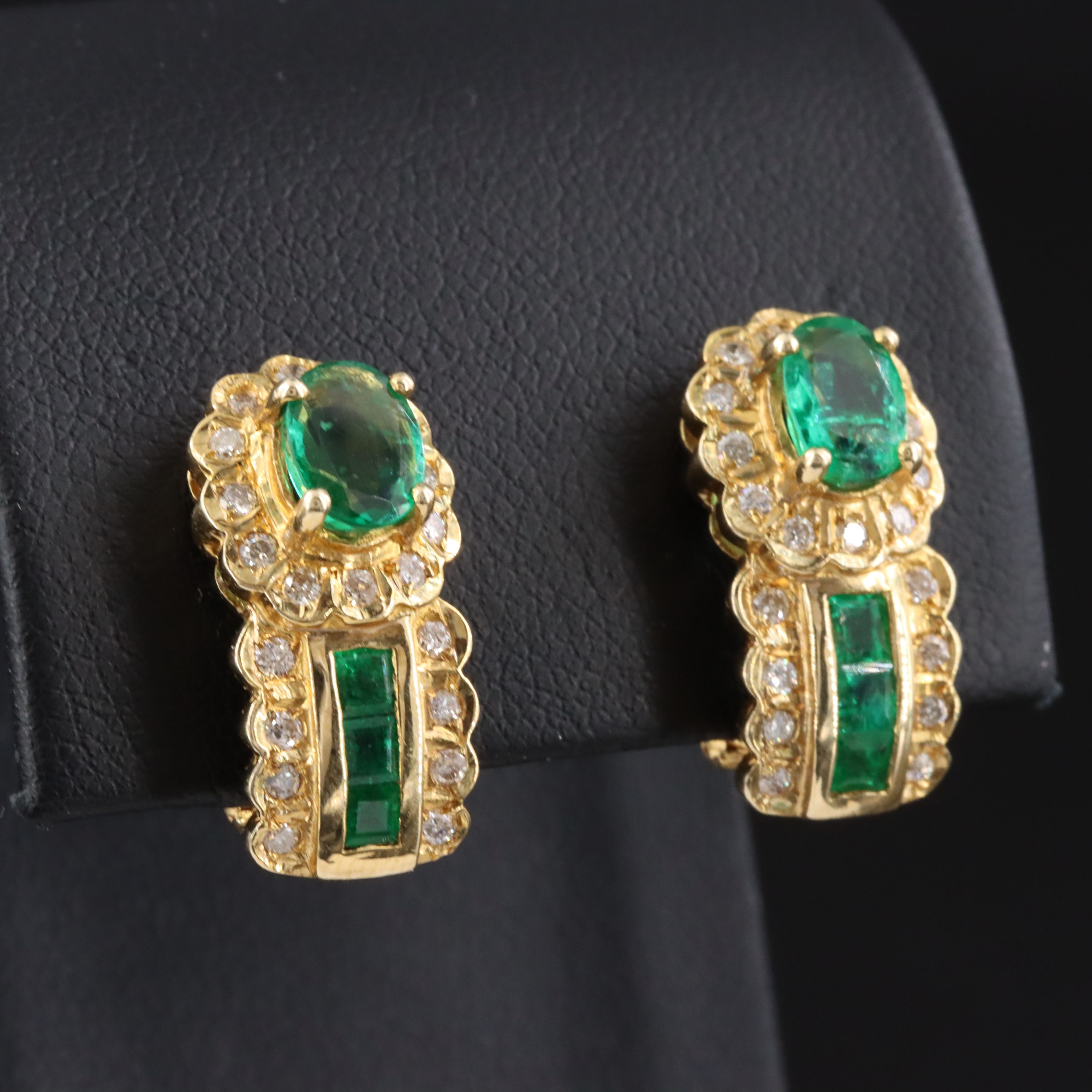 14K Emerald and 0.50 CTW Diamond Earrings