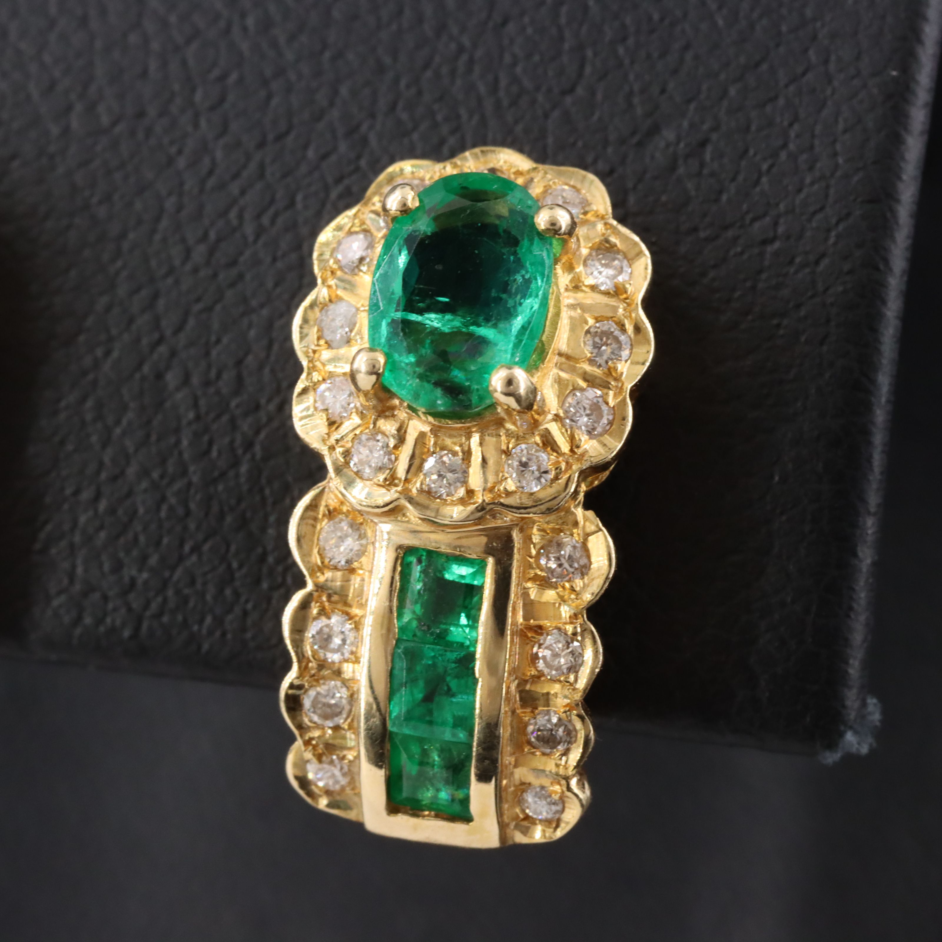 14K Emerald and 0.50 CTW Diamond Earrings