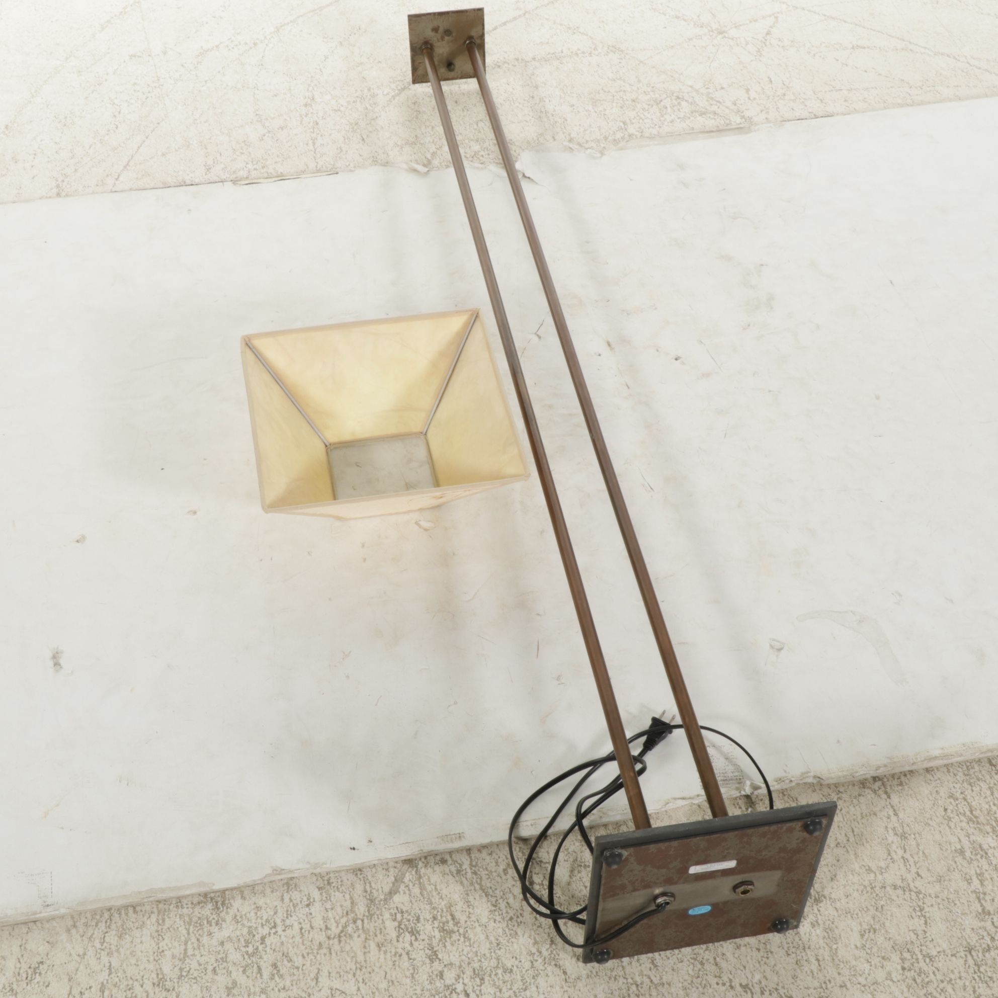 Torchiere Copper Stem Floor Lamp with Handmade Paper Shade